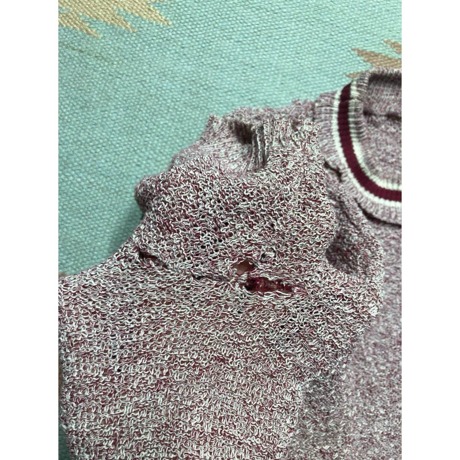 Vintage VINTAGE 60s 70s Terry cloth t shirt jacquard knit heather red boxy large L Mens Womens Boys Girls Size US L / EU 52-54 / 3 - 3 Thumbnail