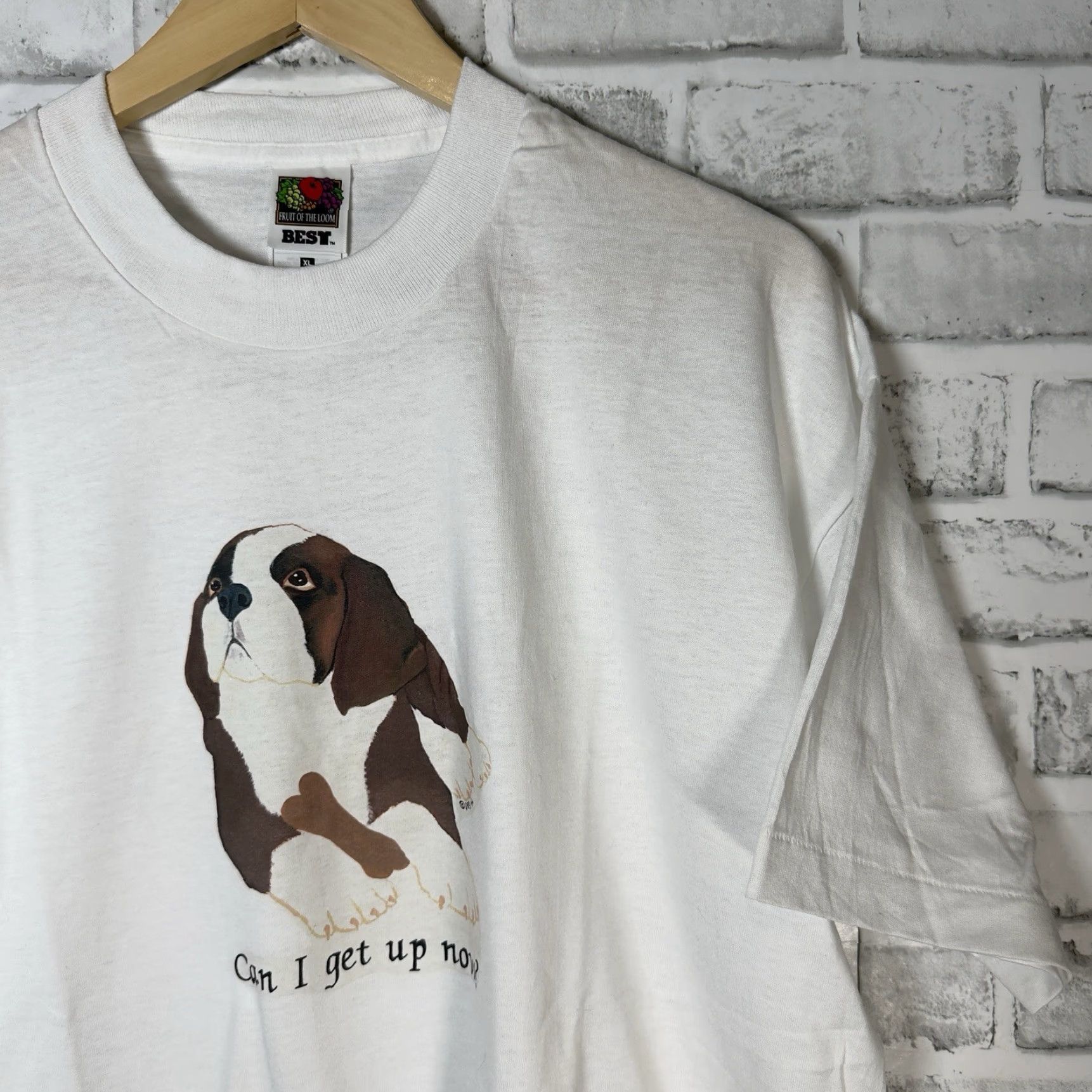 Vintage VINTAGE 1996 Dog Graphic T-Shirt Men XL White USA Patriotic Single Stitch Size US XL / EU 56 / 4 - 2 Thumbnail