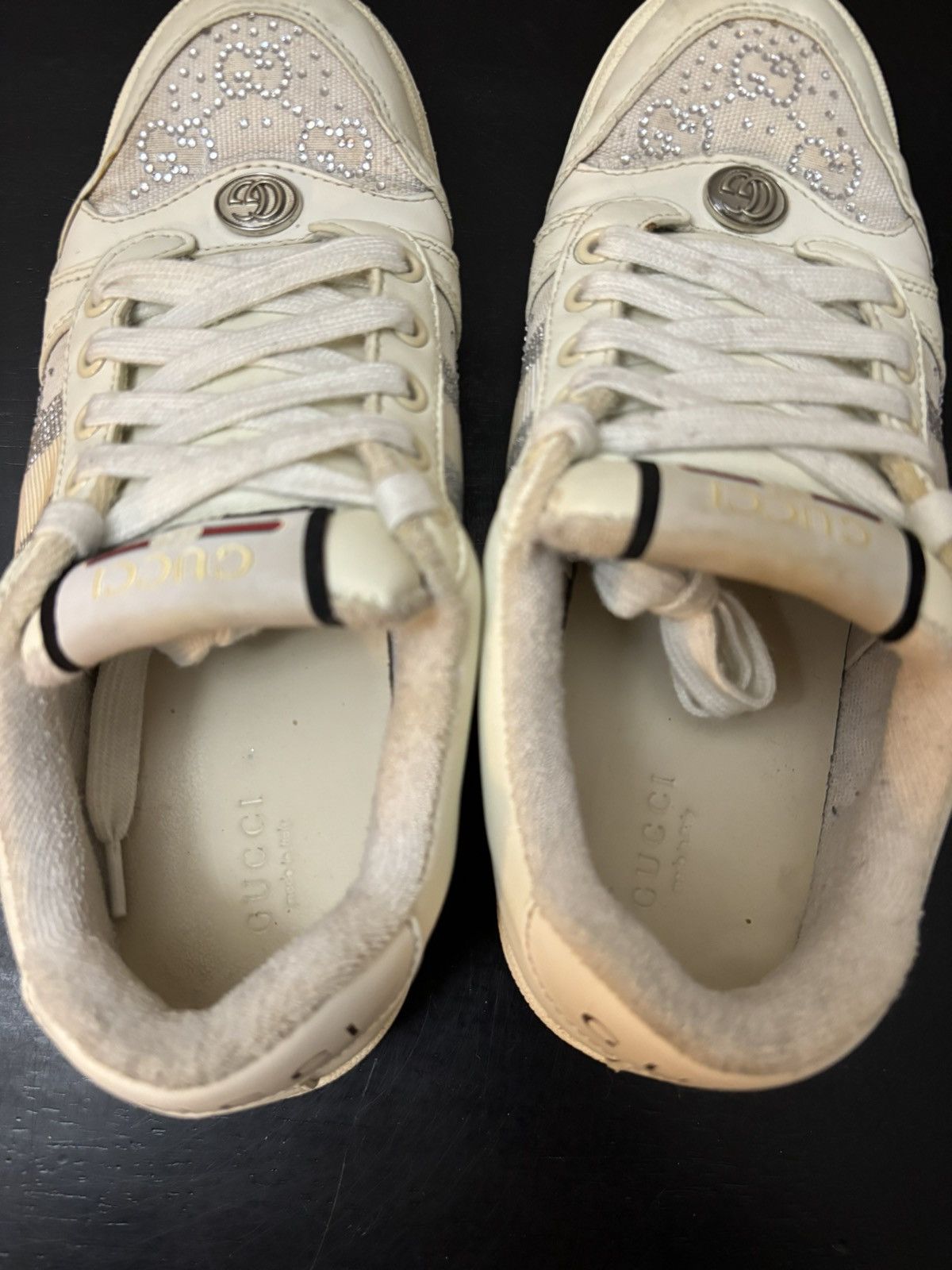 Gucci GG Monogram Screener Sneakers Silver White