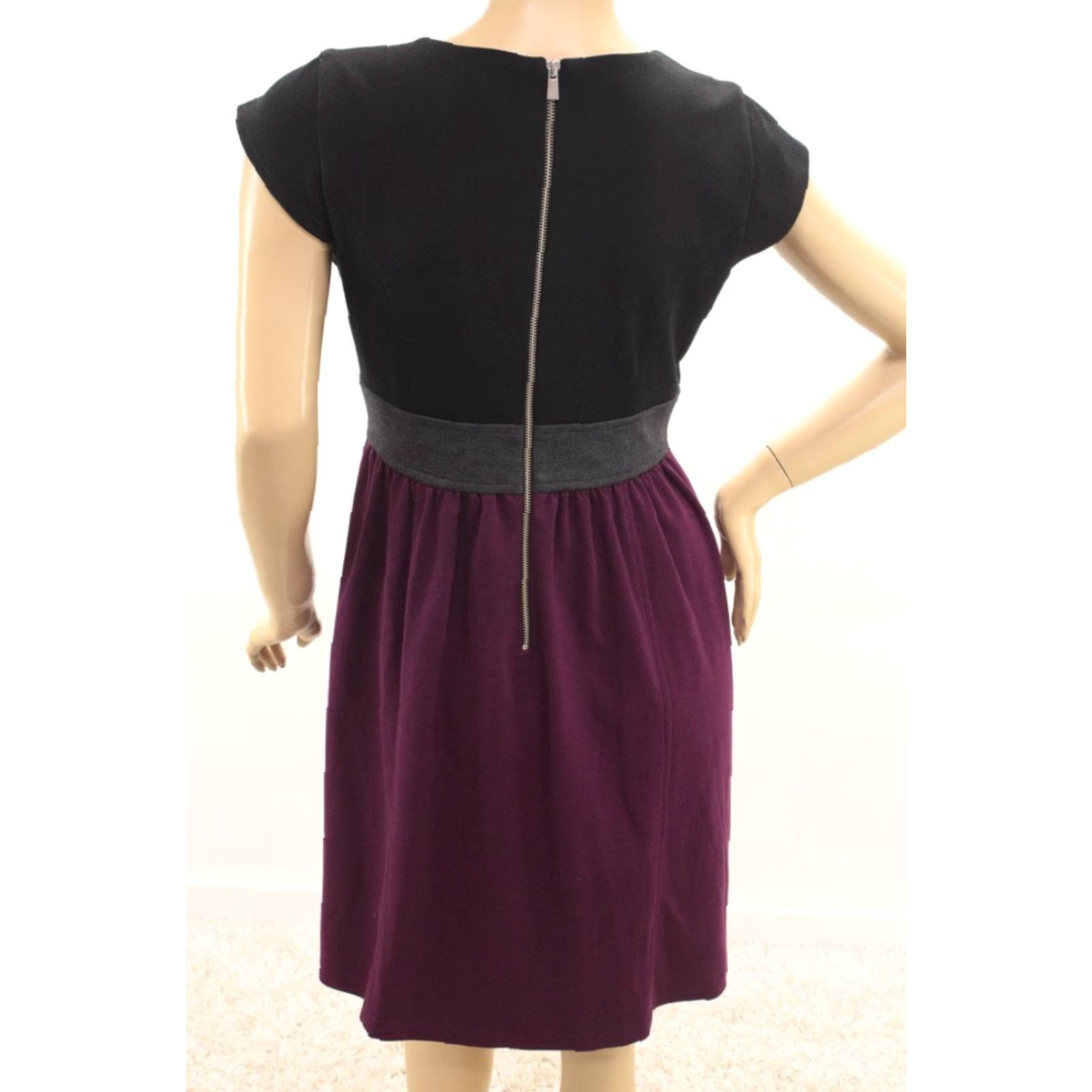 Oleg Cassini Oleg Casini Dress Women's 10 Black & Purple Exposed Zip Bohemian Party Old Money Boho Size L / US 10 / IT 46 - 3 Thumbnail