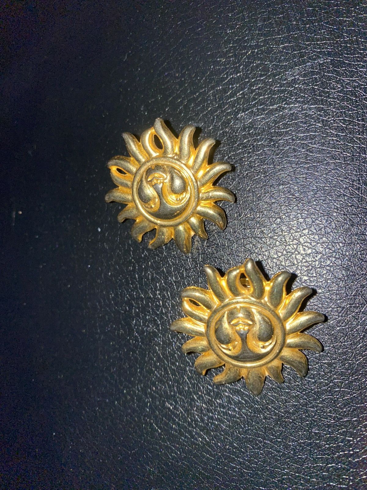 Versace Vintage Versace Gold Sun Face Clip-On Earrings Size ONE SIZE - 7 Thumbnail