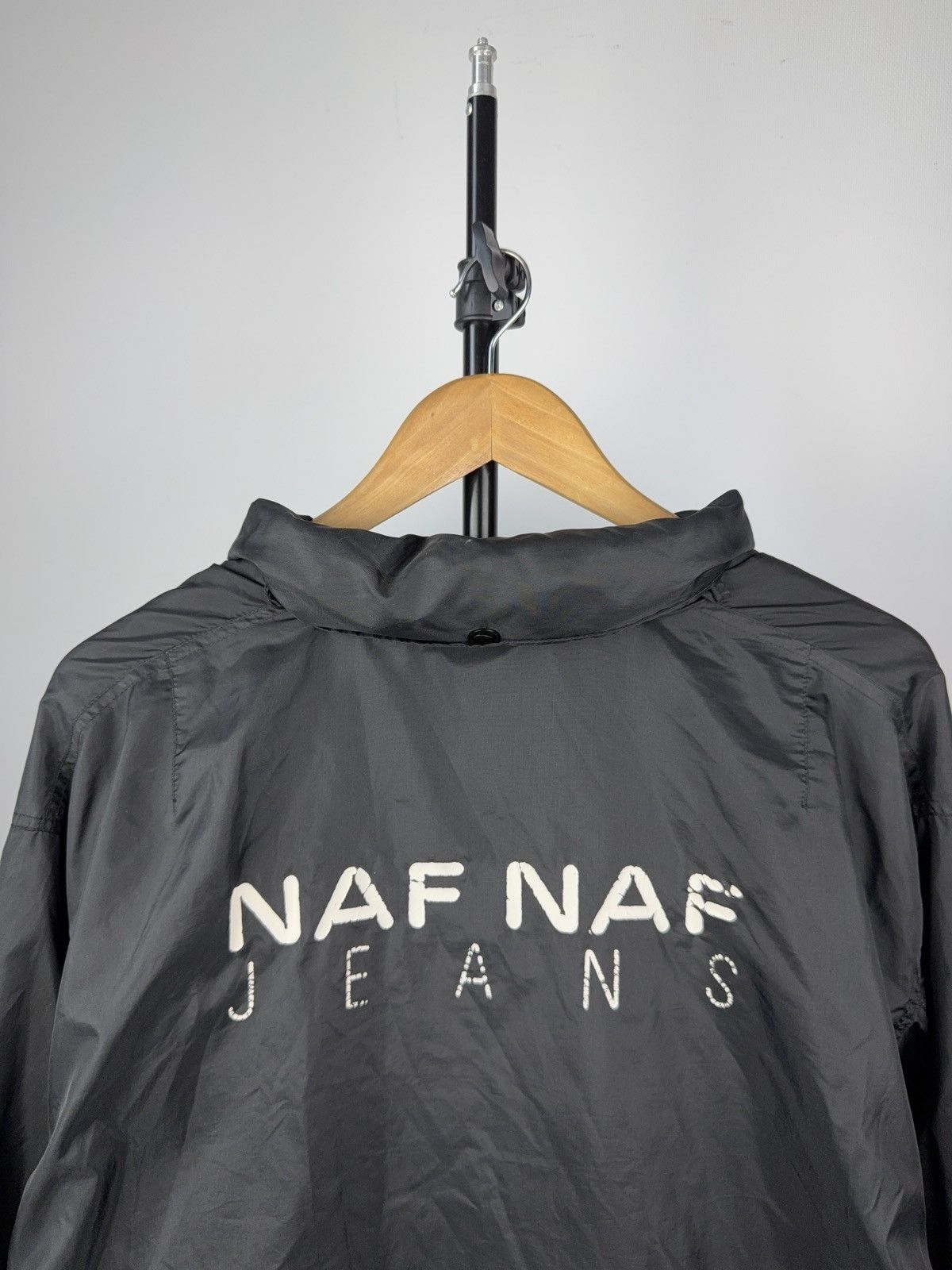 Issey Miyake × Japanese Brand × Vintage Vintage 90s NAF NAF Jeans Black Windbreaker Jacket Logo Size US L / EU 52-54 / 3 - 13 Thumbnail