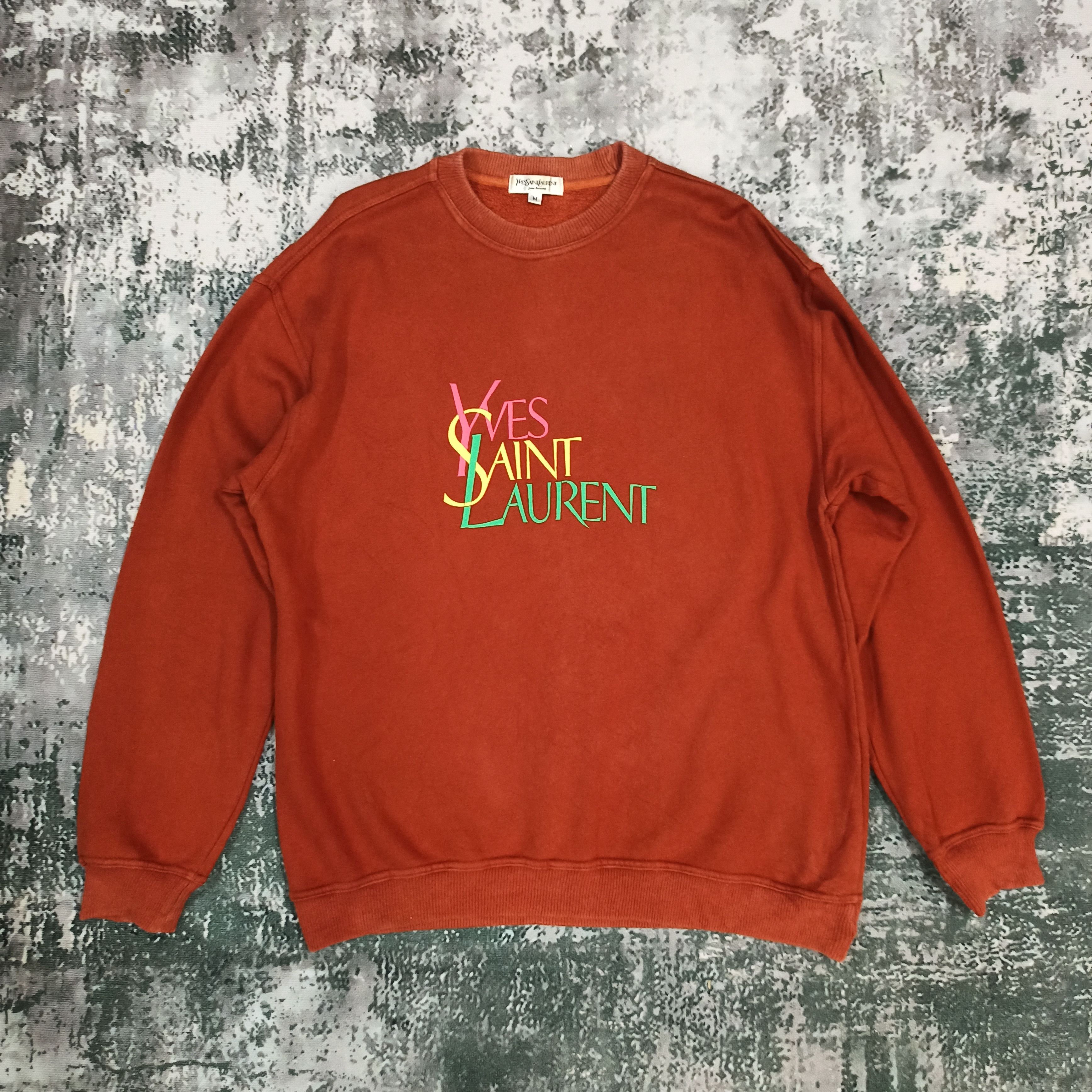 トップス 90's YVES SAINT LAURENT logo sweatshirt Vintage Yves Saint Laurent Embroidery Big Logo Sweatshirt M