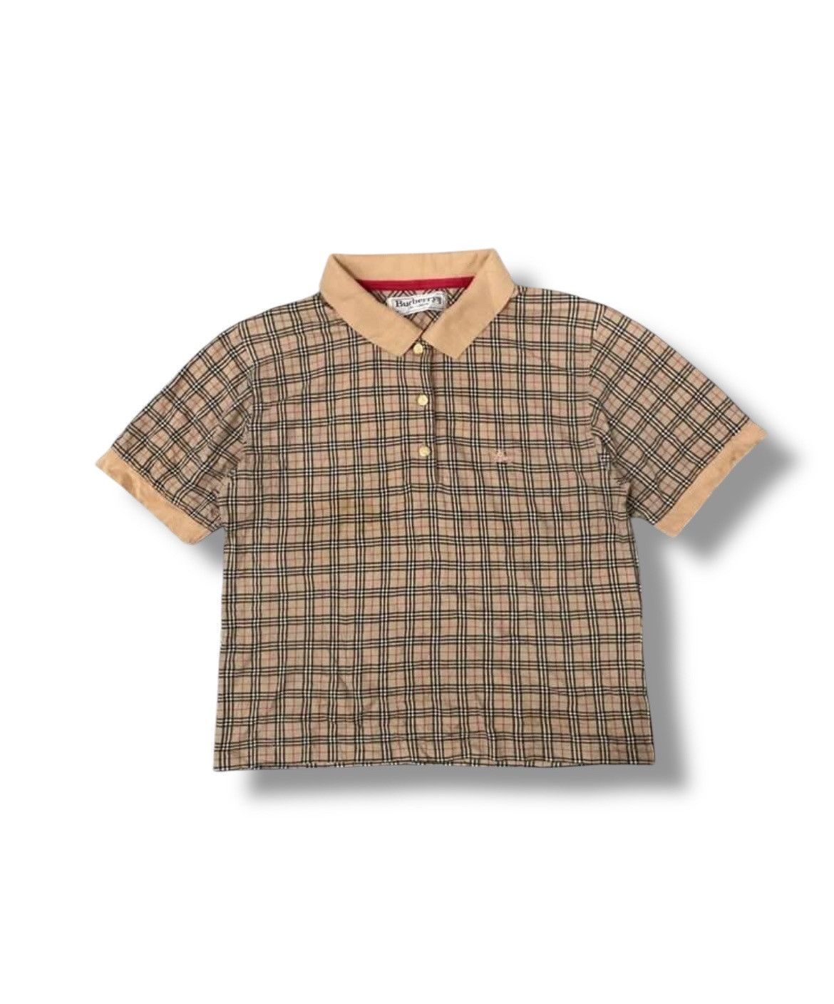 Burberry Burberry Check Black Cotton Slim Fit Polo Shirt New