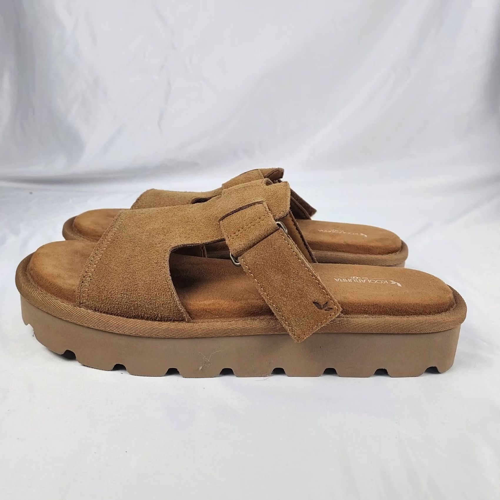Ugg Koolaburra By UGG Slide Sandals Womens 11 Brown Suede Slip On Platform Casual Walking Logo Sandal Size US 9 / IT 39 - 6 Thumbnail