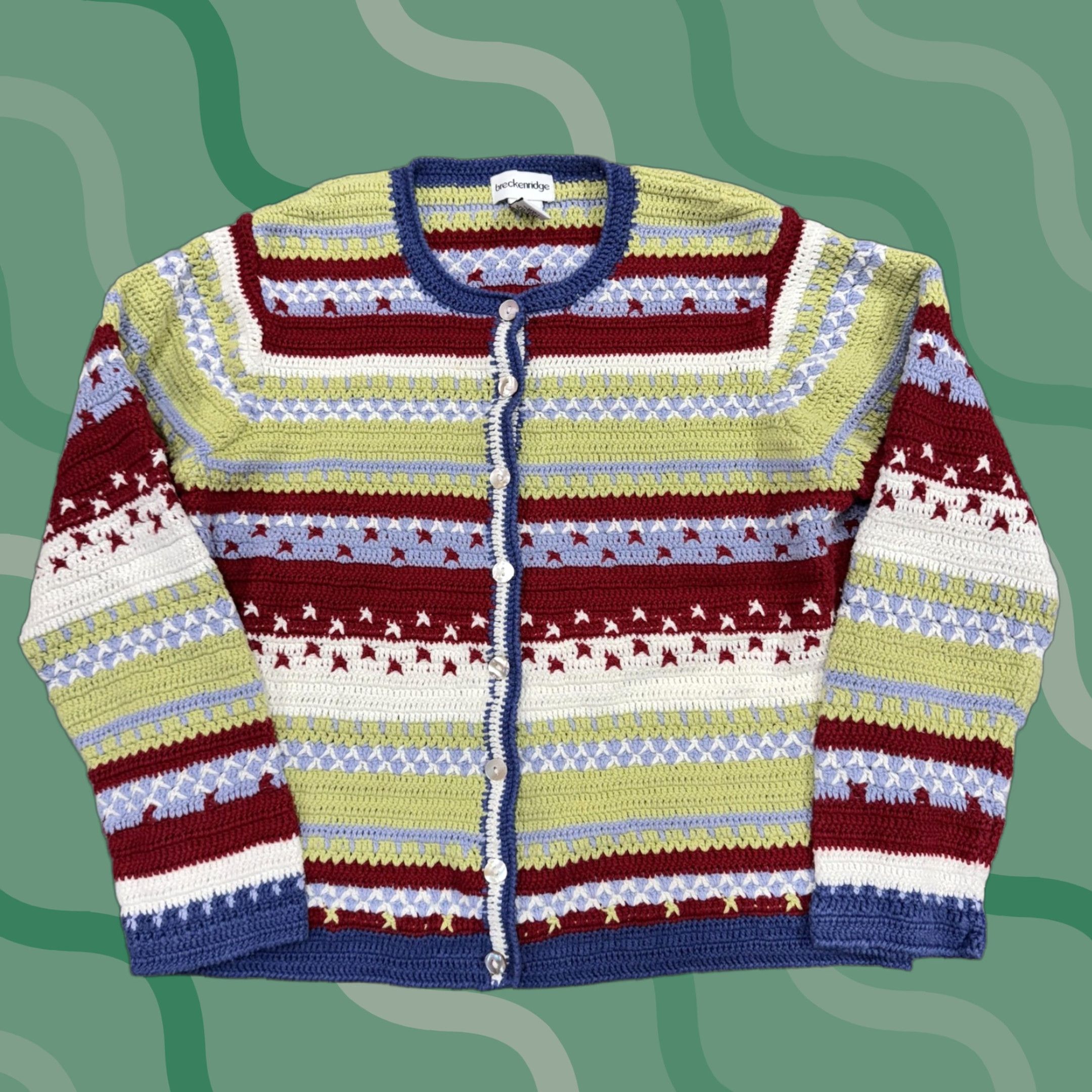 Etro Breckenridge Sweater Womens XL Crochet Cardigan Button Front Retro Knit Pullover Size XL / US 12-14 / IT 48-50 - 1 Thumbnail
