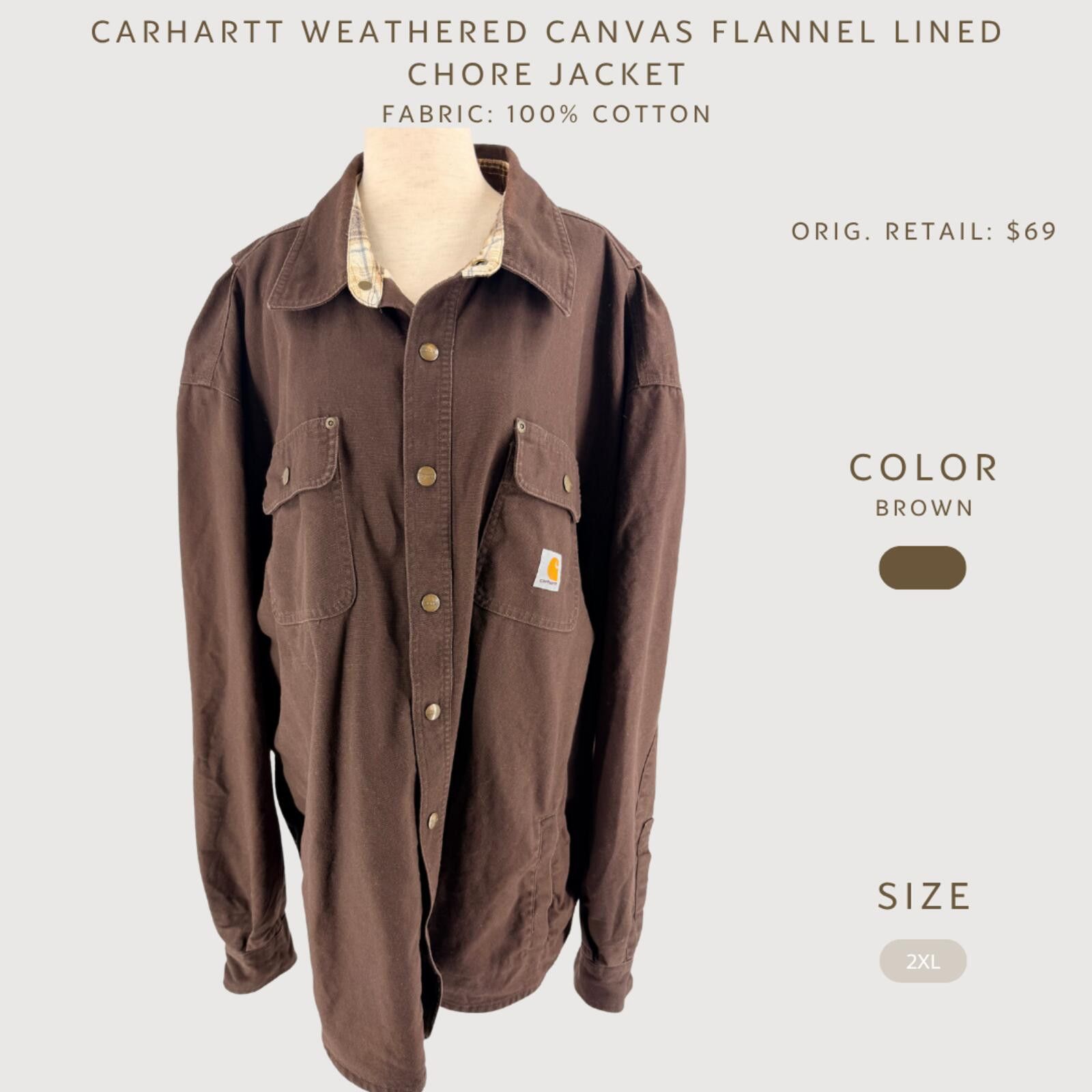 Carhartt Carhartt Flannel Lined Canvas Chore Jacket 2XL Size US XXL / EU 58 / 5 - 2 Thumbnail