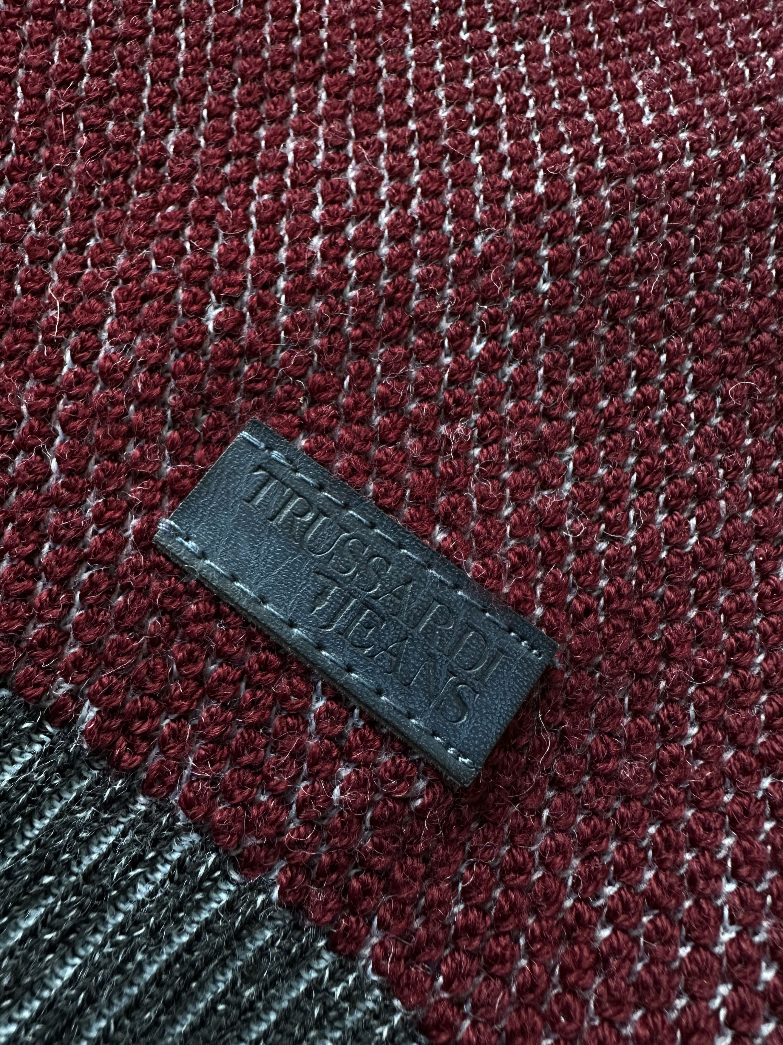 Trussardi Trussardi Jeans wool textured burgundy sweater Size US L / EU 52-54 / 3 - 6 Thumbnail