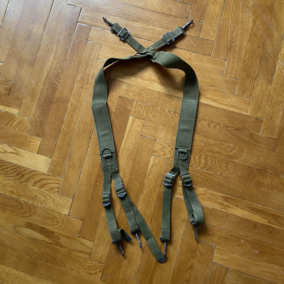 Seditionaries VINTAGE ARMY MILITARY KHAKI GREEN SUSPENDERS FOR PANTS Size ONE SIZE - 1 Thumbnail
