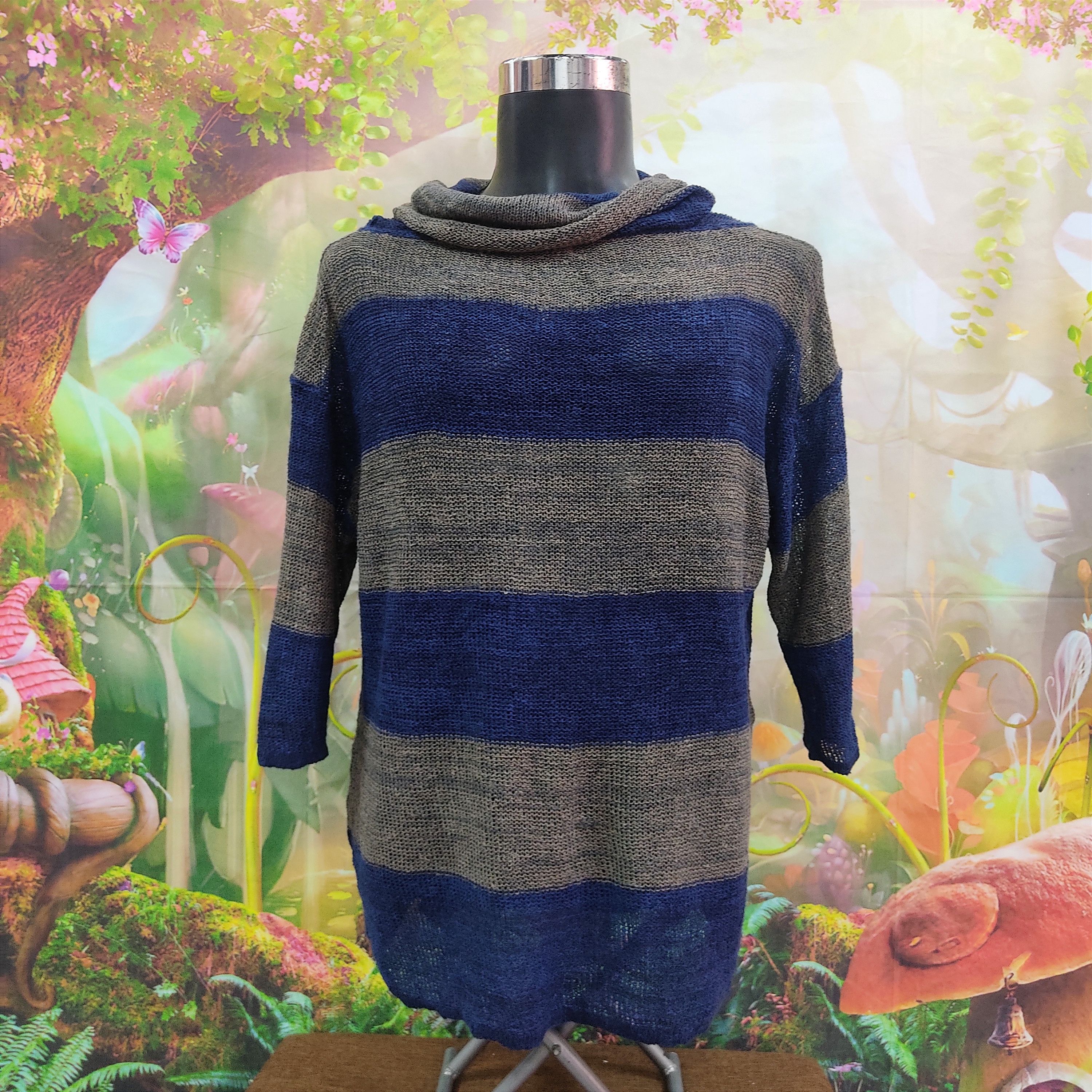 Issey Miyake Vintage 70s ISSEY MIYAKE Stripe Linen Knit Cowl Neck Jumper Size US M / EU 48-50 / 2 - 2 Thumbnail