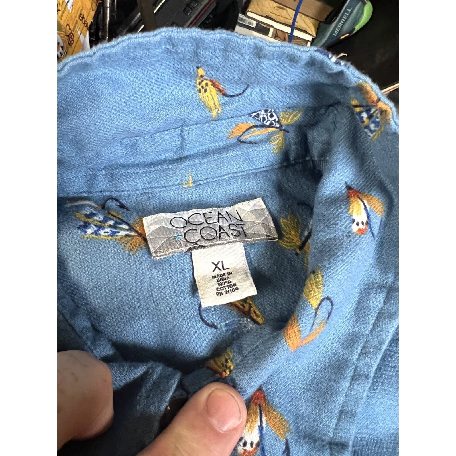 Vintage Ocean & Coast Shirt Blue Long Sleeve XL Men’s Button Front Fishing Print Classic Fit Size US XL / EU 56 / 4 - 3 Thumbnail