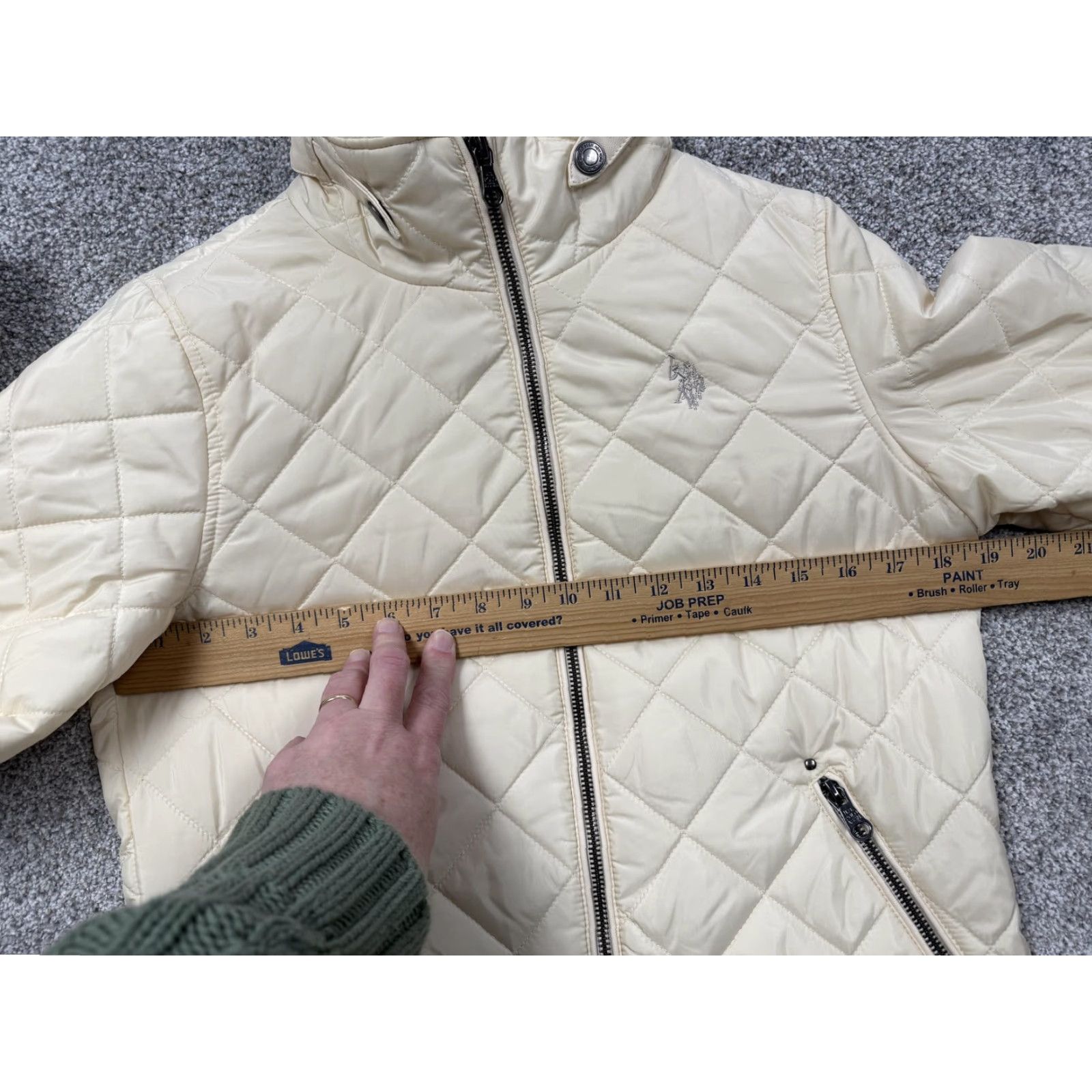 U.S. Polo Assn. U.S. Polo Assn. Jacket Womens Small White Quilted Puffer Full Zip Faux Fur Trim Size S / US 4 / IT 40 - 6 Thumbnail