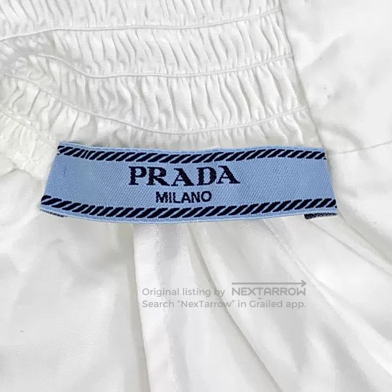 Prada Prada White button design cotton high-neck pleated long-sl Size XS / US 0-2 / IT 36-38 - 5 Thumbnail