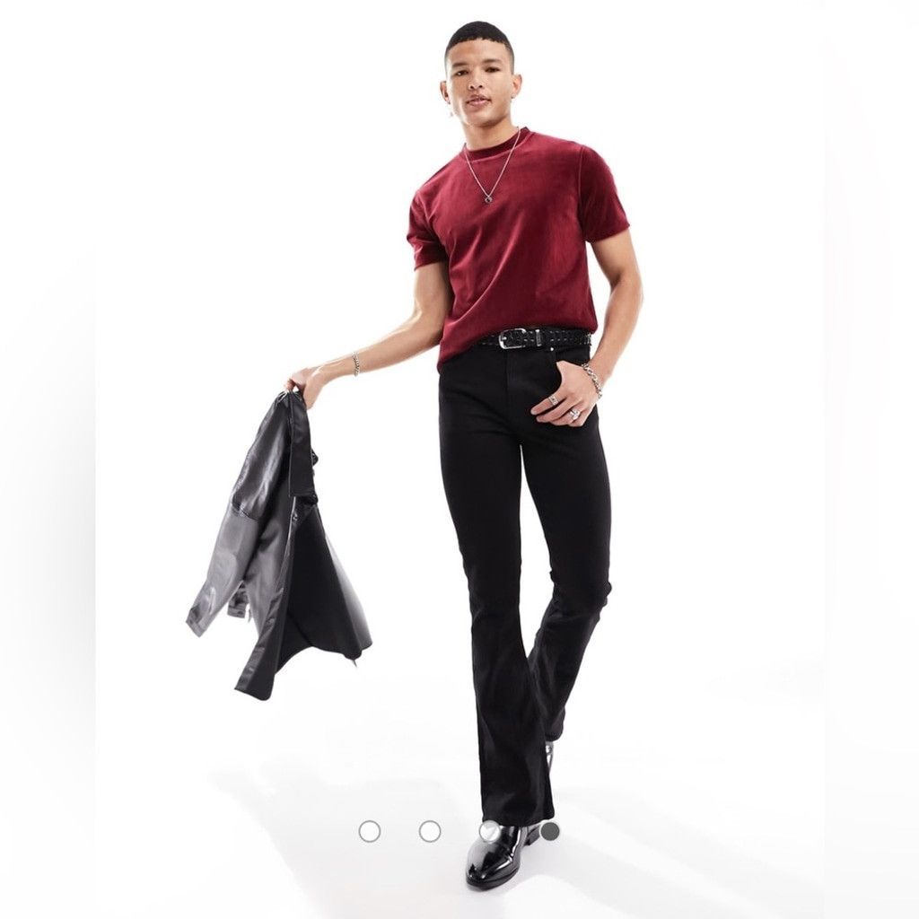 Asos ASOS DESIGN men’s t-shirt in burgundy velour size Large Size US L / EU 52-54 / 3 - 2 Thumbnail