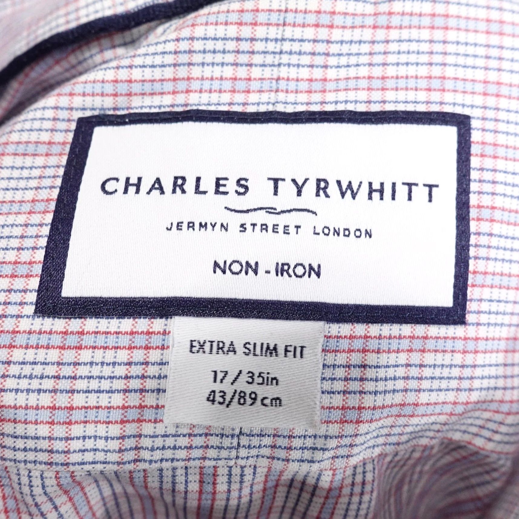 Charles Tyrwhitt Charles Tyrwhitt Shirt Mens 17 35 Red Blue Check Non-Iron Extra Slim Button Down Size US XL / EU 56 / 4 - 6 Thumbnail