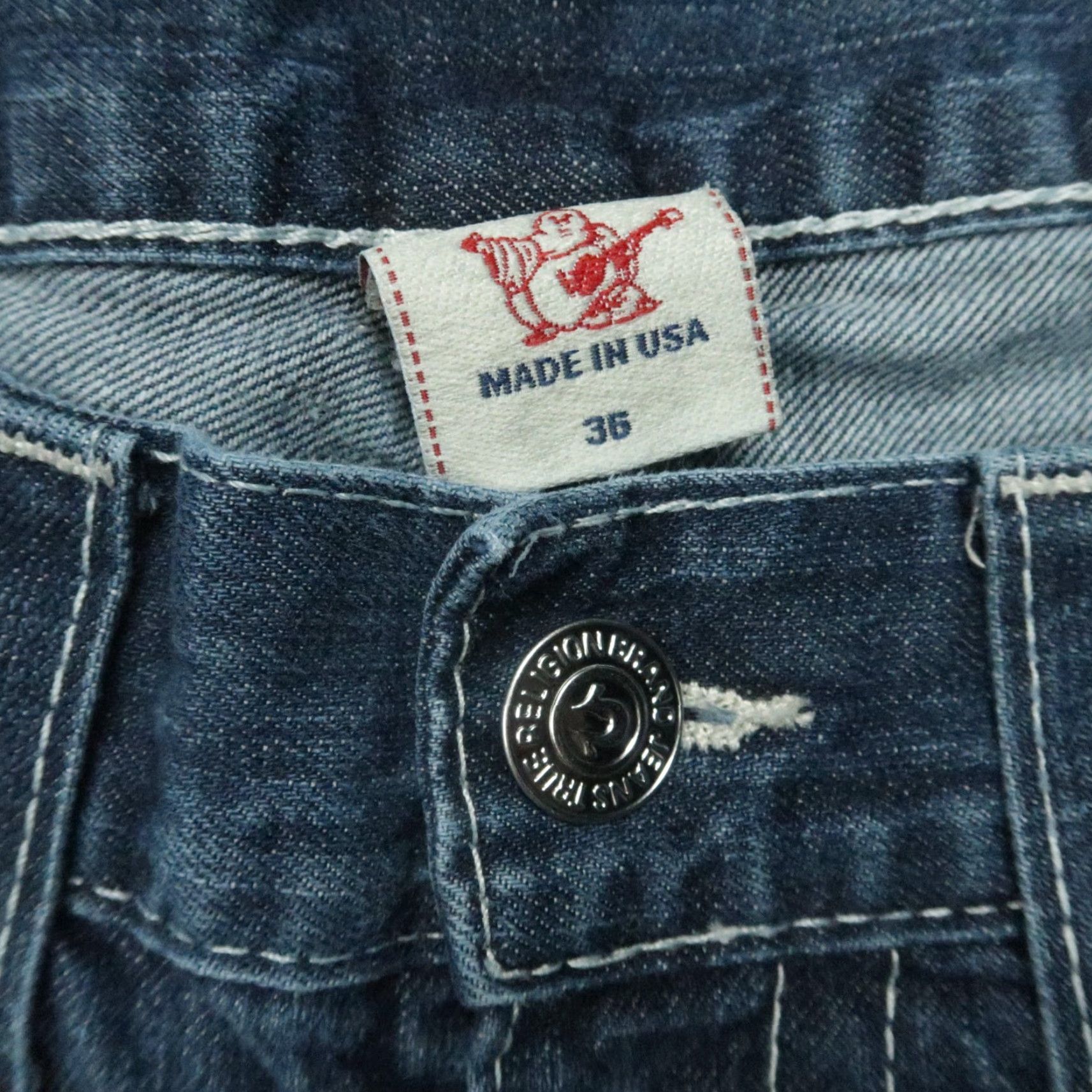 True Religion True Religion Jeans Mens 36x28 Blue Bootcut Raw Hem 5 Pocket Flaps Size US 36 / EU 52 - 4 Thumbnail