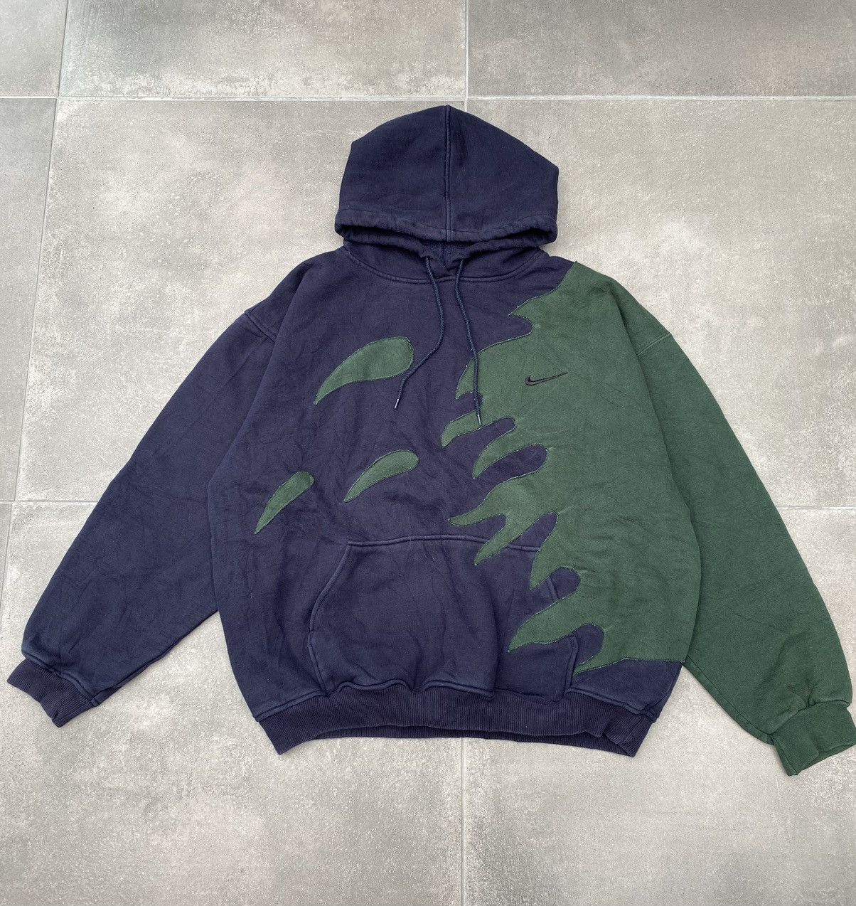 Nike × Streetwear × Vintage Custom Reworked Nike Flame Hoodie Blue ...