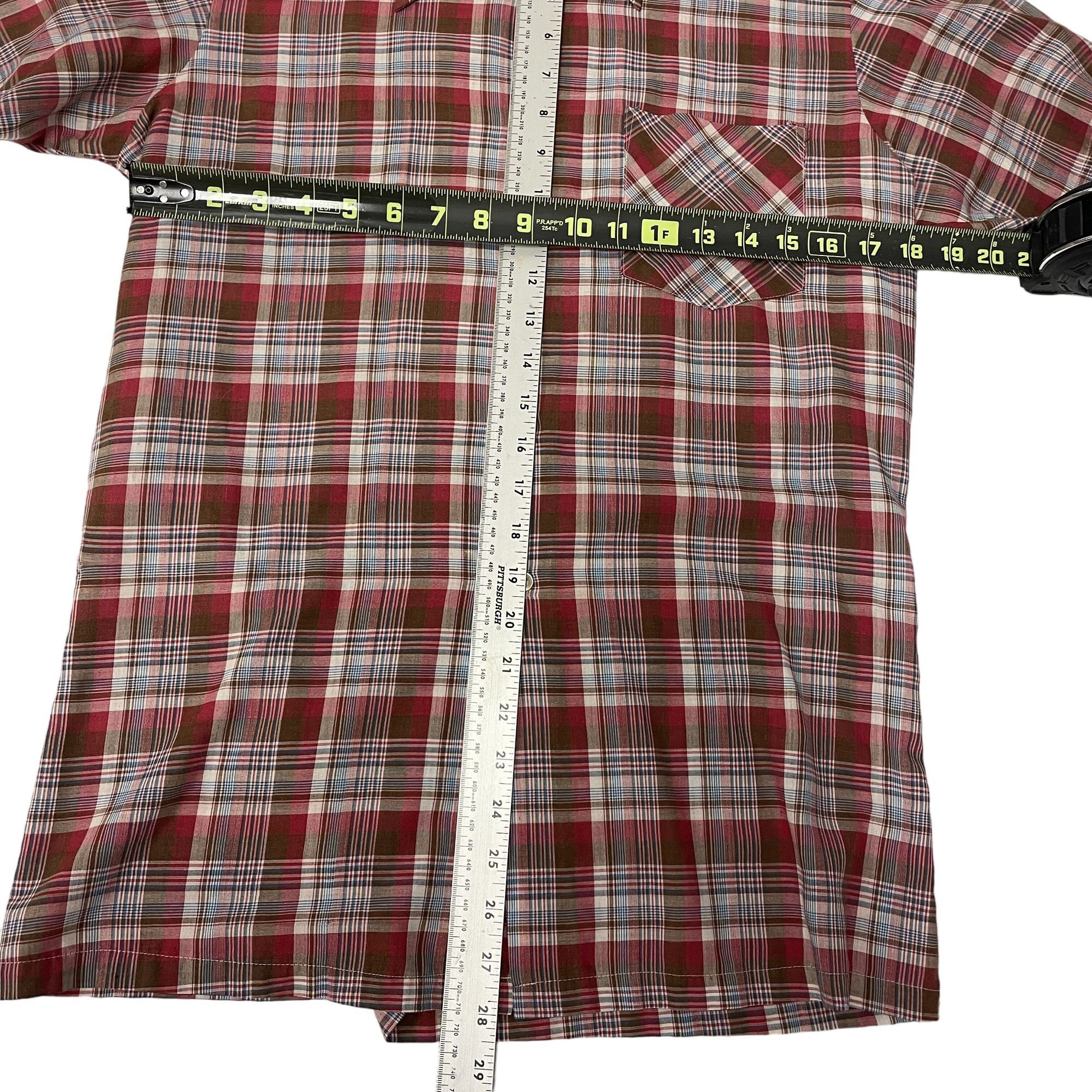 Other Vtg VIP Red Maroon SHADOW PLAID Ultra Thin DISCO Shirt Size US M / EU 48-50 / 2 - 5 Thumbnail