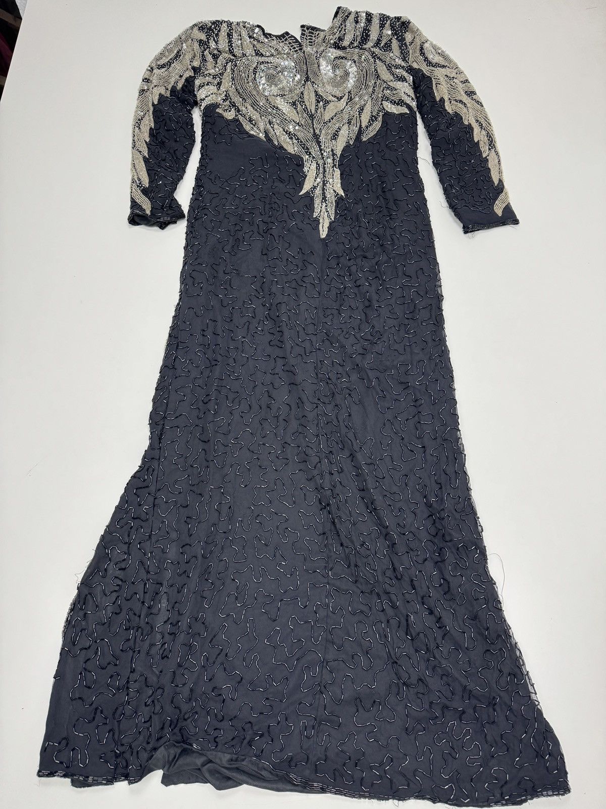 Other Vintage Andrea’s Silk Beaded Gown Black/Silver Size ONE SIZE - 3 Thumbnail