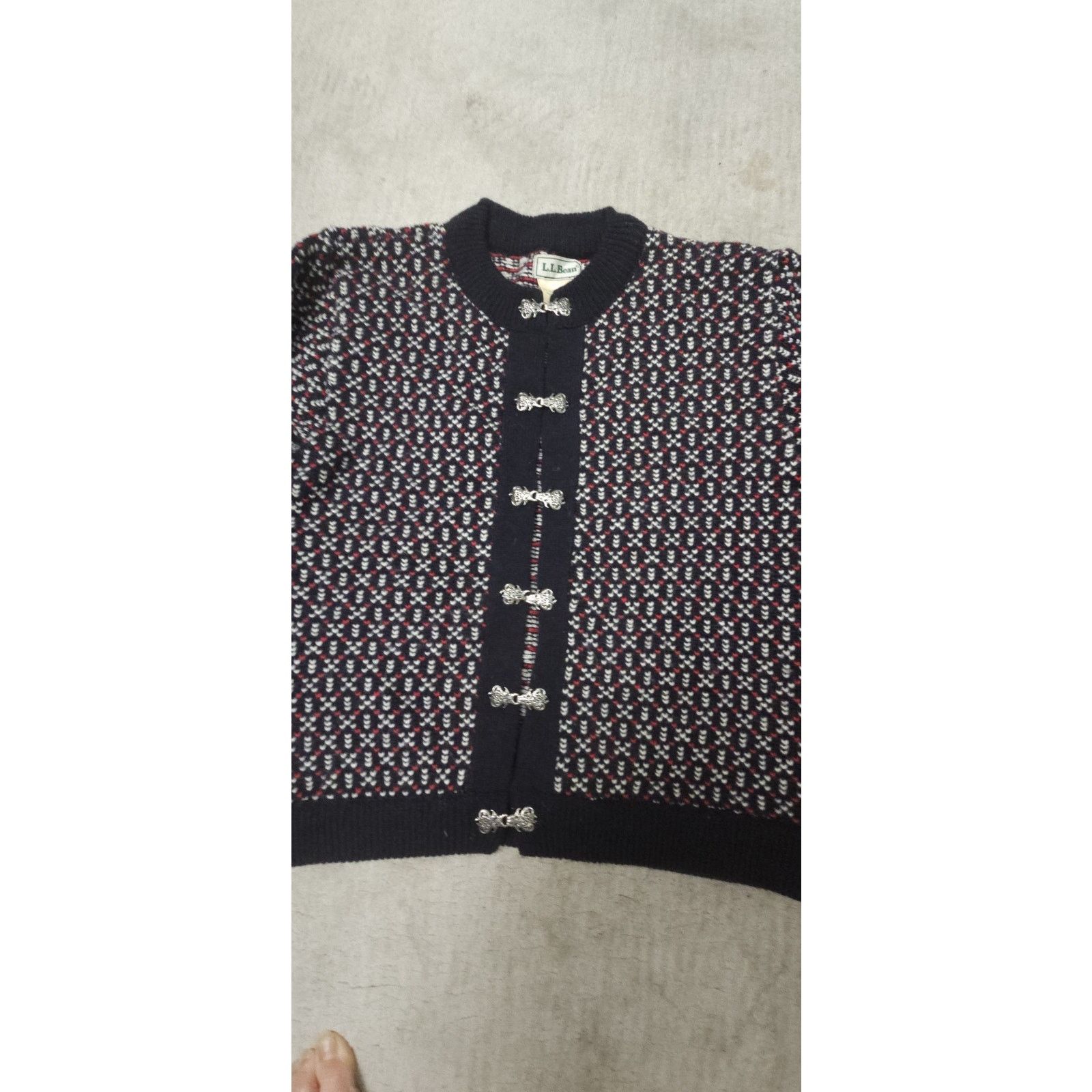L.L. Bean Vintage LL Bean Cardigan Wool Birdseye Knit Ragg Metal Clasp Size S / US 4 / IT 40 - 3 Thumbnail