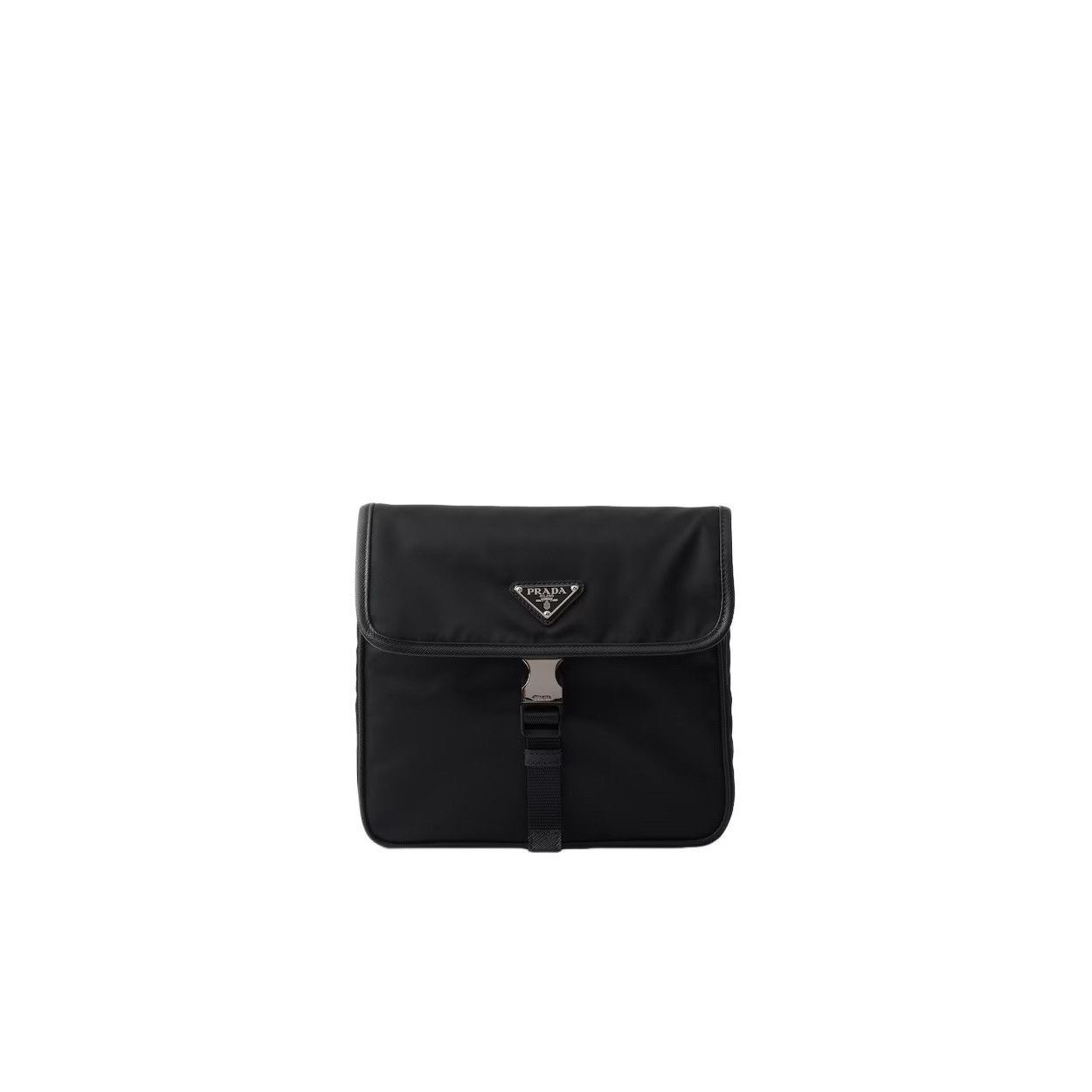 PRADA $1990 Black Re-Nylon/Leather Shoulder Bag New & Authen