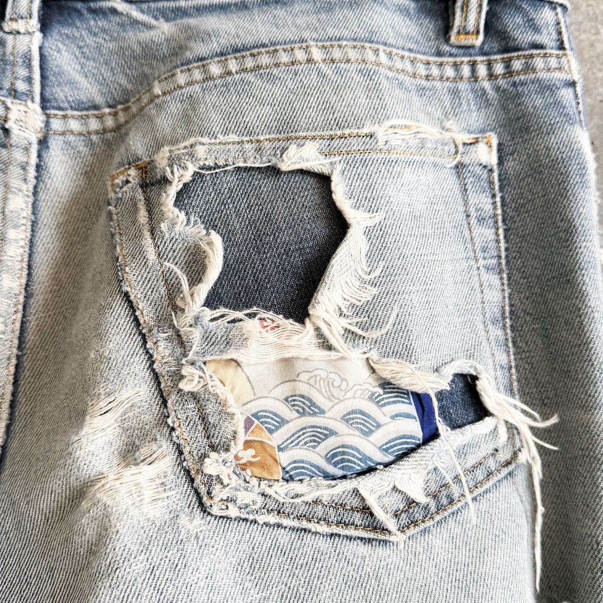 Helmut Lang Vintage Helmut Lang 1998 THRASHED Repair Denim Size US 32 / EU 48 - 6 Thumbnail