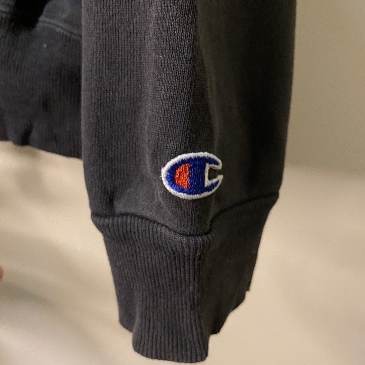 Champion × Vintage 1990s Champion Essential Hoodie Faded Black Made in USA Size US M / EU 48-50 / 2 - 6 Thumbnail