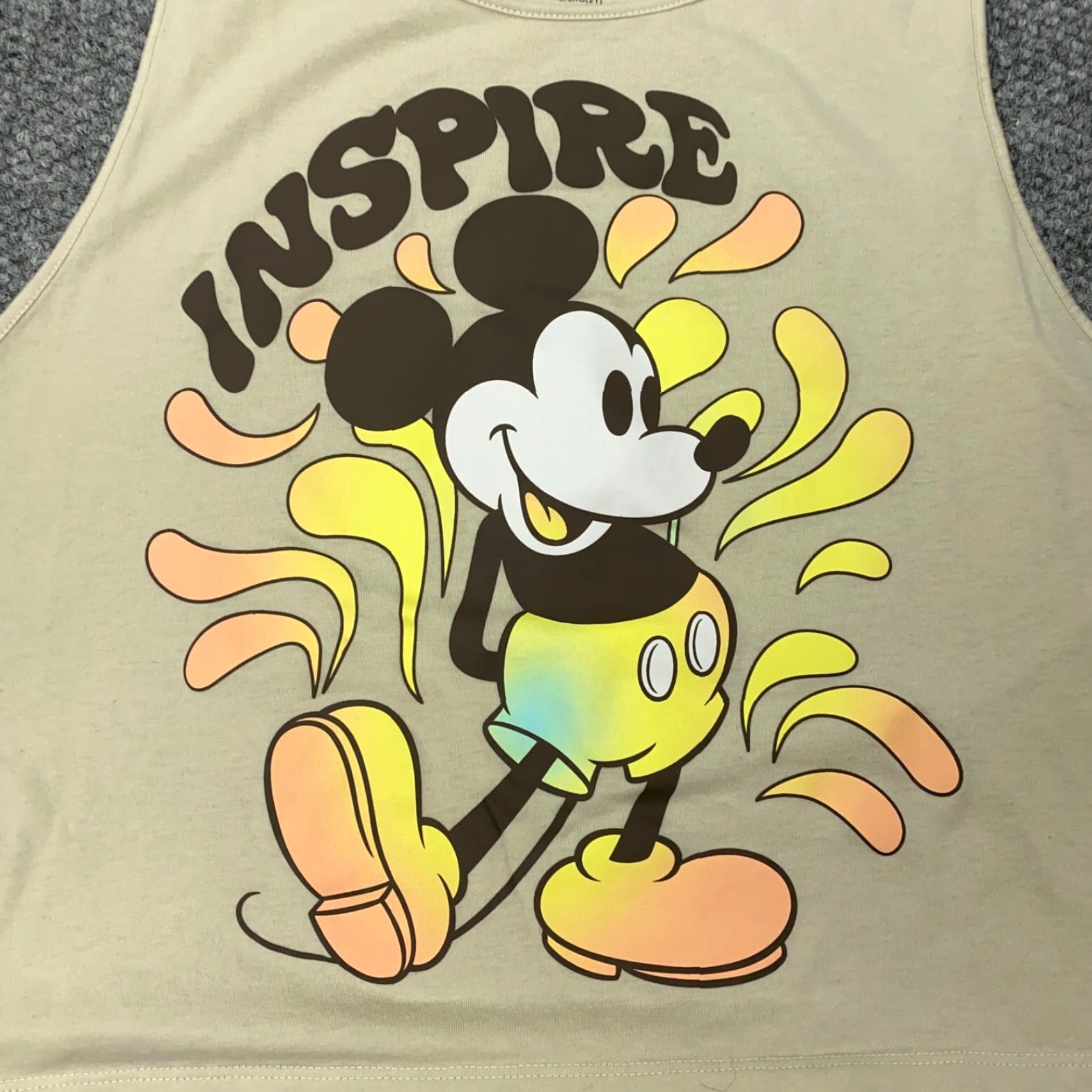 Disney Disney Mickey Mouse Shirt Juniors Size 21 Womens Beige Sleeveless Tank Crop Top Size 3XL / US 20-22 - 2 Thumbnail