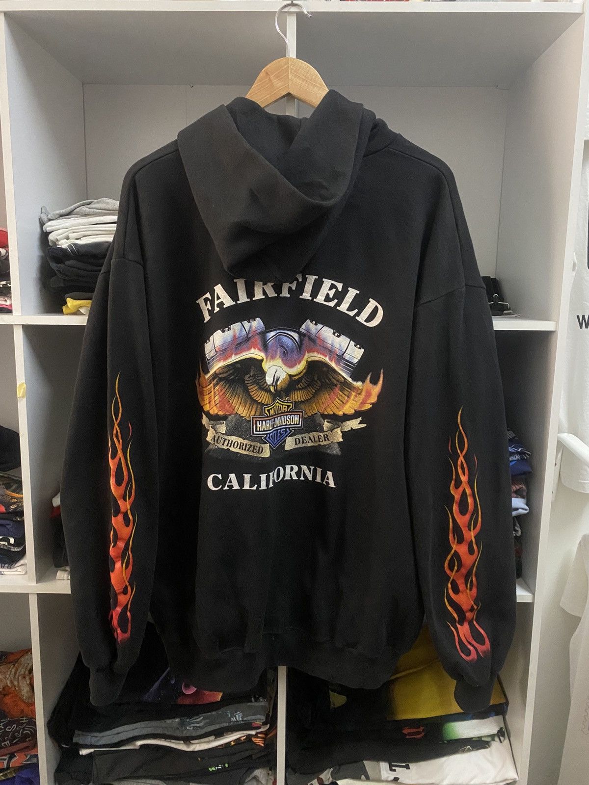 トップス 90s vintage Harley Davidson snap hoodie Vintage 90s Harley Davidson Flames Hoodie Sweatshirt S Size