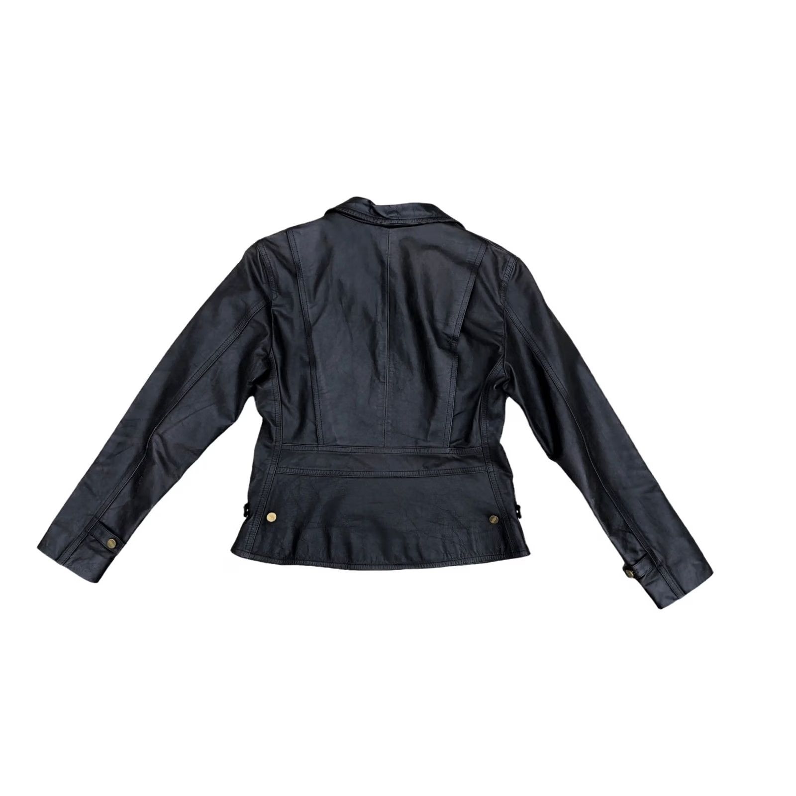 Vintage LAS PEPAS Vintage Argentina Leather Jacket Women's 3 SMALL Black Button Moto Shirt Size XS / US 0-2 / IT 36-38 - 2 Thumbnail