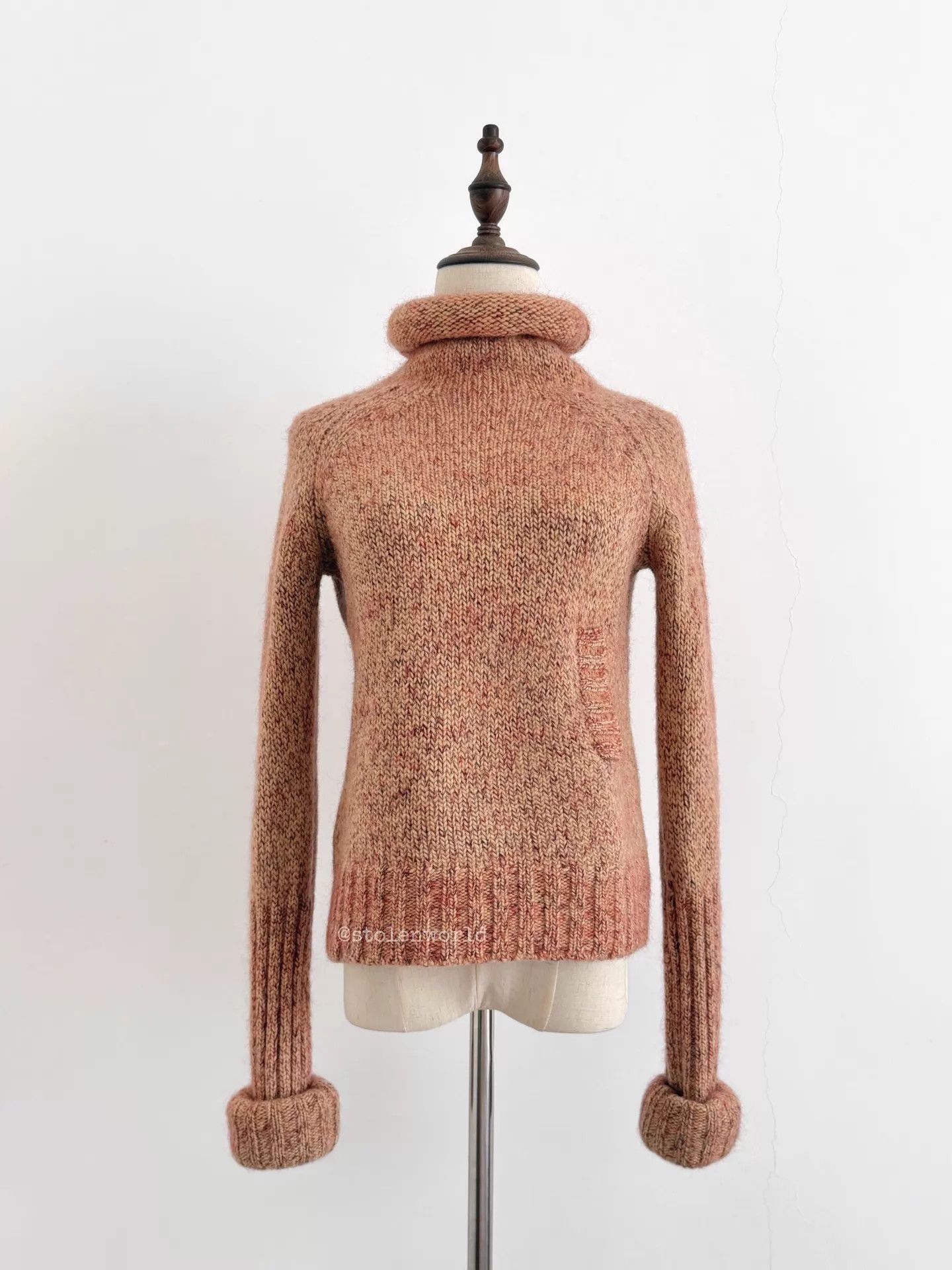 Y's Y's women's Cream & Pink Wool Mohair Cuffed Knit Top Size XS / US 0-2 / IT 36-38 - 4 Thumbnail