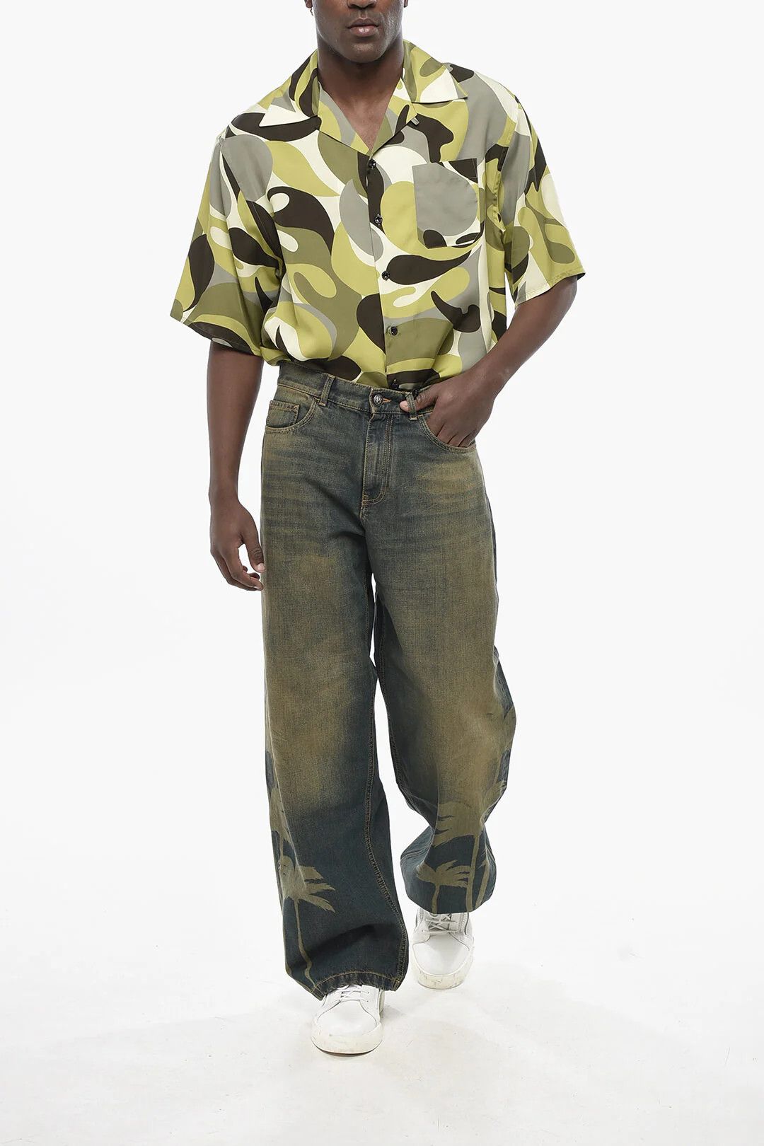 Palm Angels og1mm0326 Vintage-Wash Loose-Fit Jeans in Blue Size US 36 / EU 52 - 4 Thumbnail
