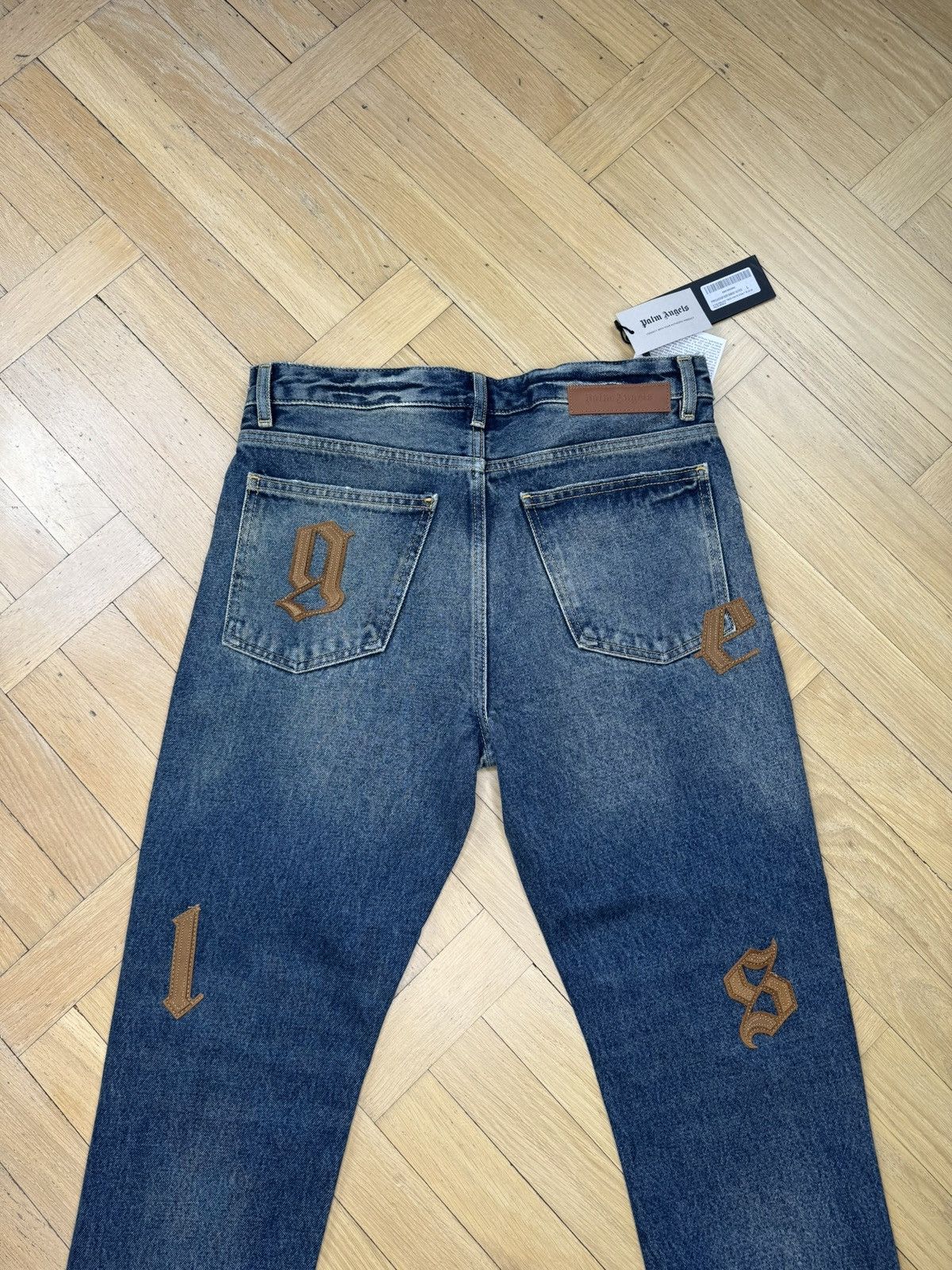 Palm Angels Patched Letters Jeans in Gray, Men's (Size 30) — image 4 of 6
