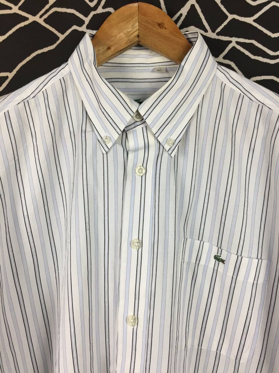 Lacoste Lacoste Embroidered Logo Pinstripe Button Down Shirt Size US XL / EU 56 / 4 - 3 Thumbnail
