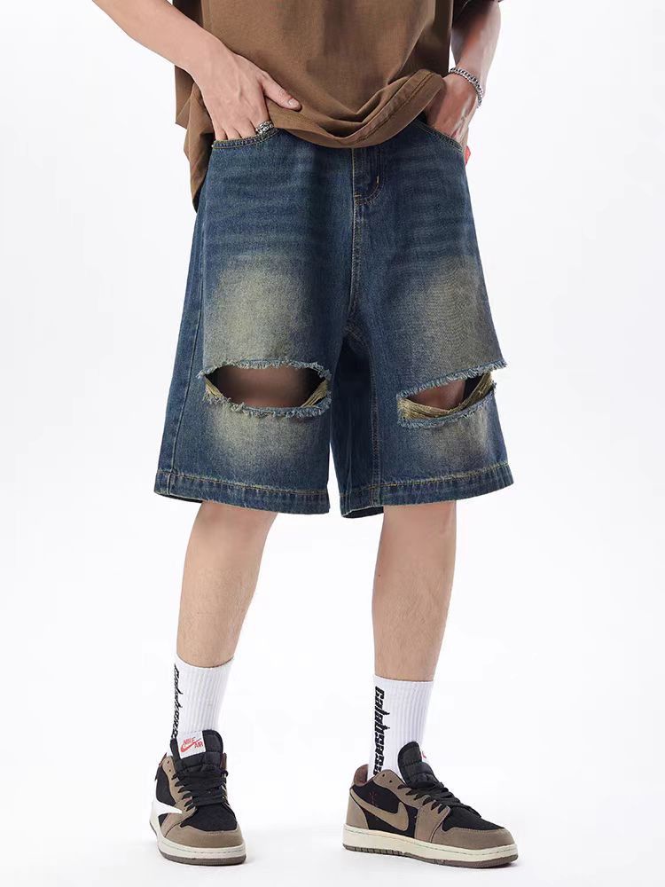 Japanese Brand × Vintage Vintage ripped and worn denim shorts Size US 34 / EU 50 - 4 Thumbnail
