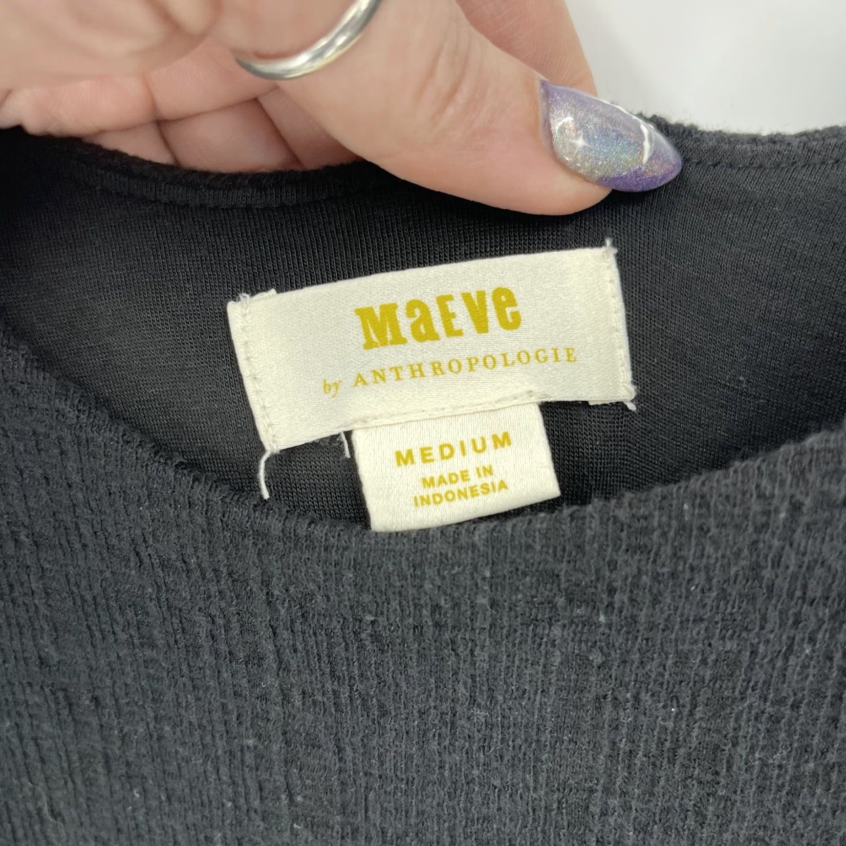 Anthropologie Anthropologie Maeve Dress Womens Medium Black Textured Mini Short Quiet Luxury Size 32" / US 10 / IT 46 - 4 Thumbnail