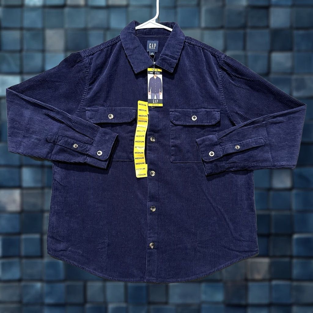 Gap Gap Shirt Mens Medium Navy Blue Corduroy Long Sleeve Button Up NWT Size US M / EU 48-50 / 2 - 1 Thumbnail