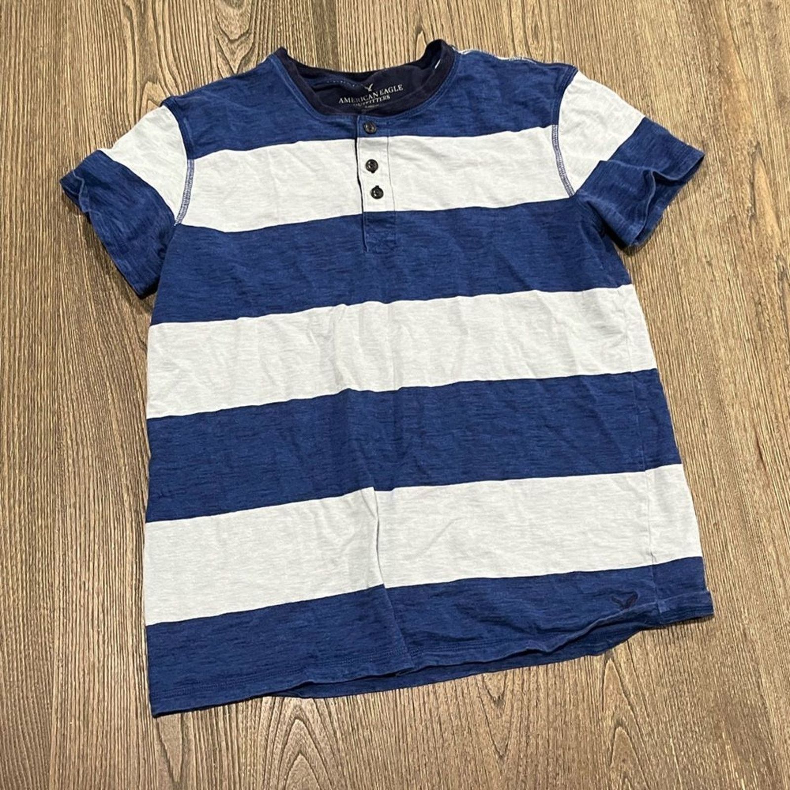 American Eagle Outfitters American Eagle Mens M Polo Shirt Striped Print Crew Neck Size US M / EU 48-50 / 2 - 1 Thumbnail