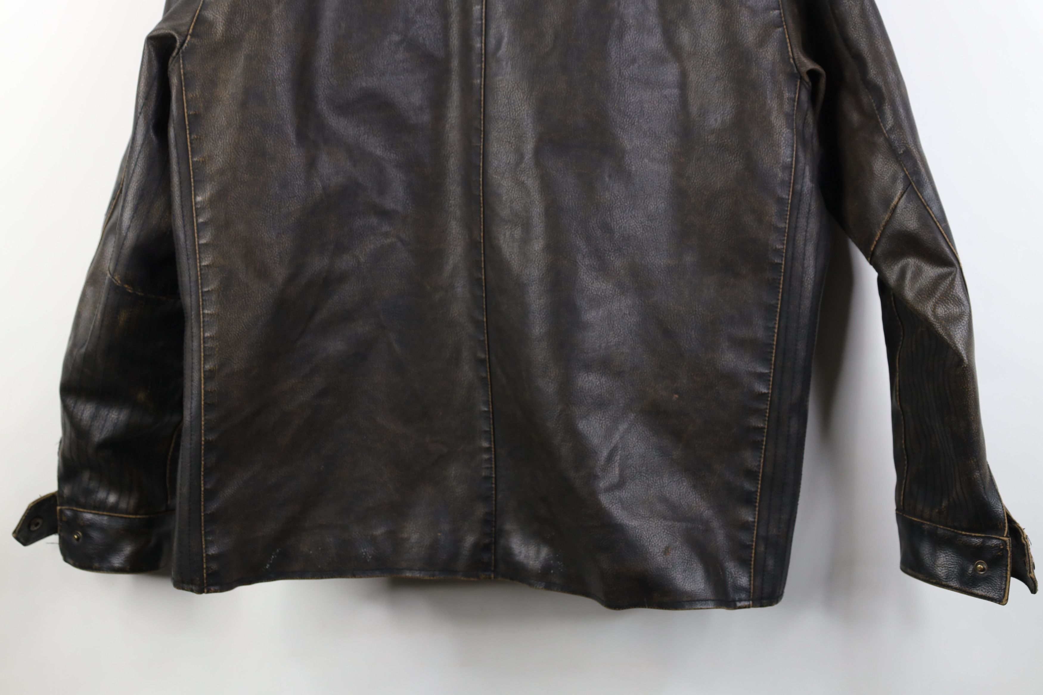 Vintage Vintage 90s Streetwear Quilted Faux Leather Jacket Brown Size US L / EU 52-54 / 3 - 16 Thumbnail