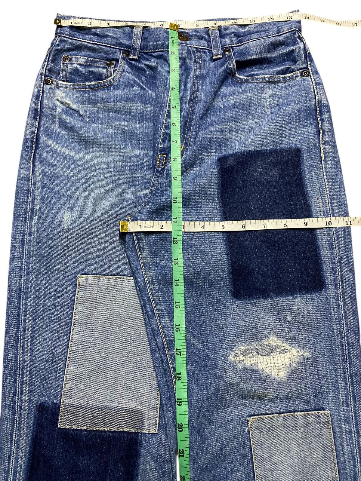 POST ARCHIVE FACTION (PAF) Vintage Moussy Blue Patches Distresse Straight Fit Jean Size 27" / US 4 / IT 40 - 12 Thumbnail