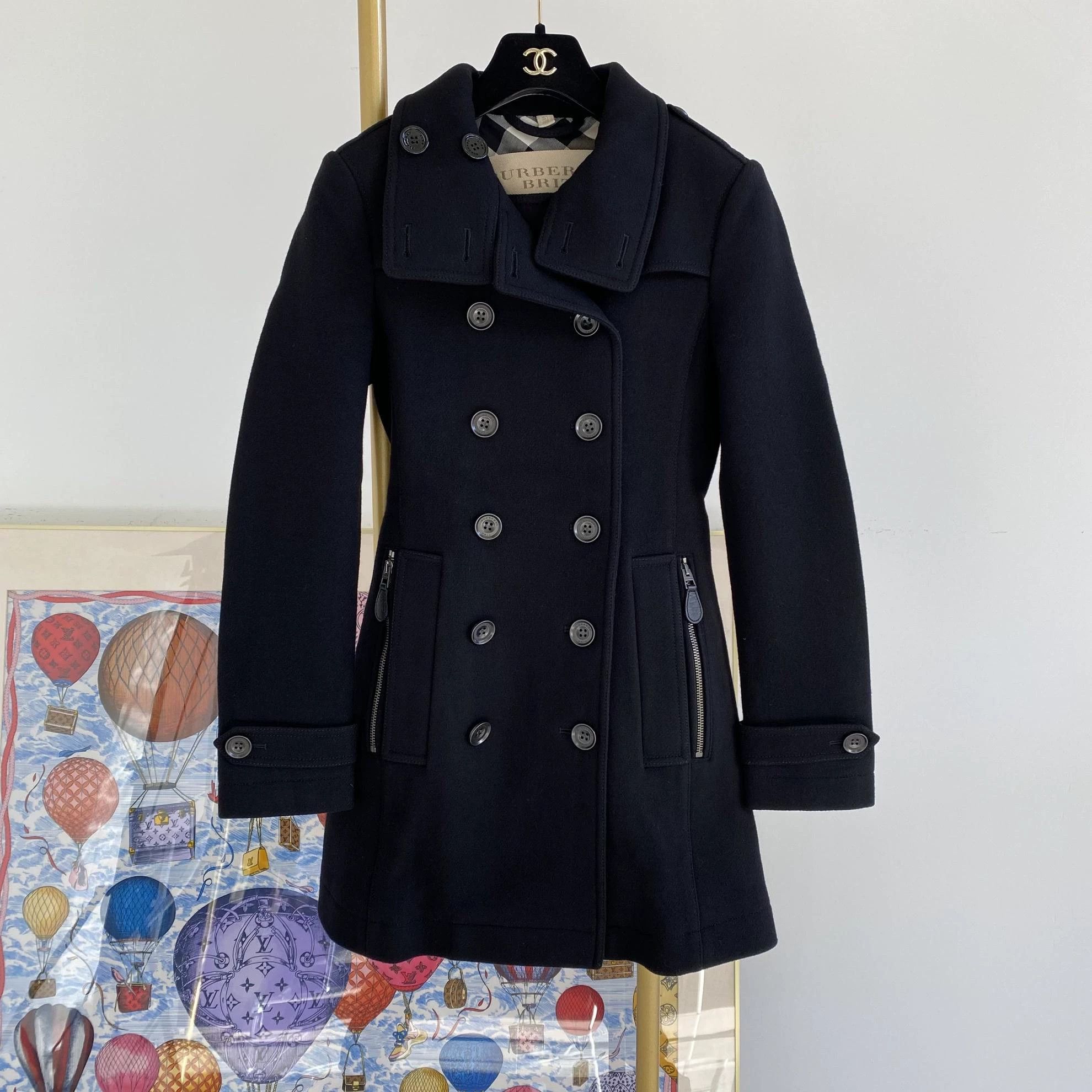 Burberry Burberry Black Wool Coat UK 4 Size XS / US 0-2 / IT 36-38 - 2 Thumbnail