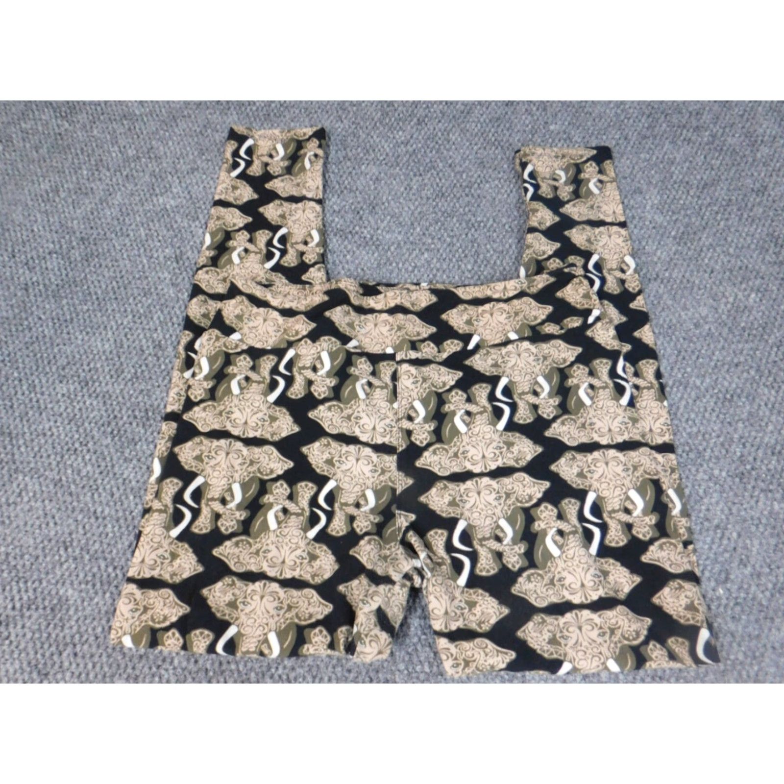 Vintage LuLaRoe Leggings Womens OS Beige stretch Regular One Size Activewear Casual Ankle 26in Polyester Rayon Snake Pattern Stretch Size 42" / US 20 - 2 Thumbnail