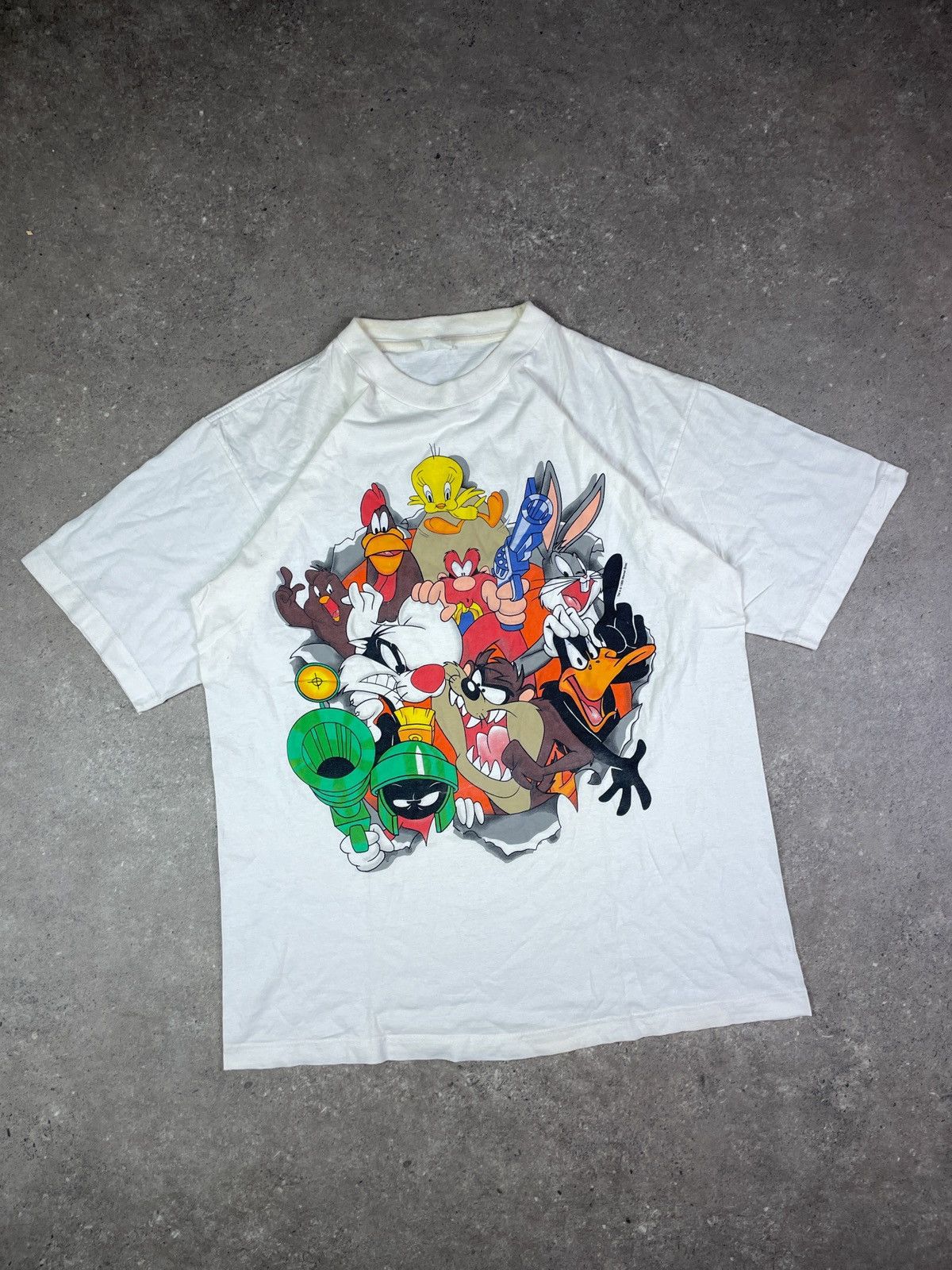 Cartoon Network × Vintage × Warner Bros Vintage 90s Looney Tunes Warner Bros Bugs Taz Duffy t Shirt Size US L / EU 52-54 / 3 - 1 Thumbnail
