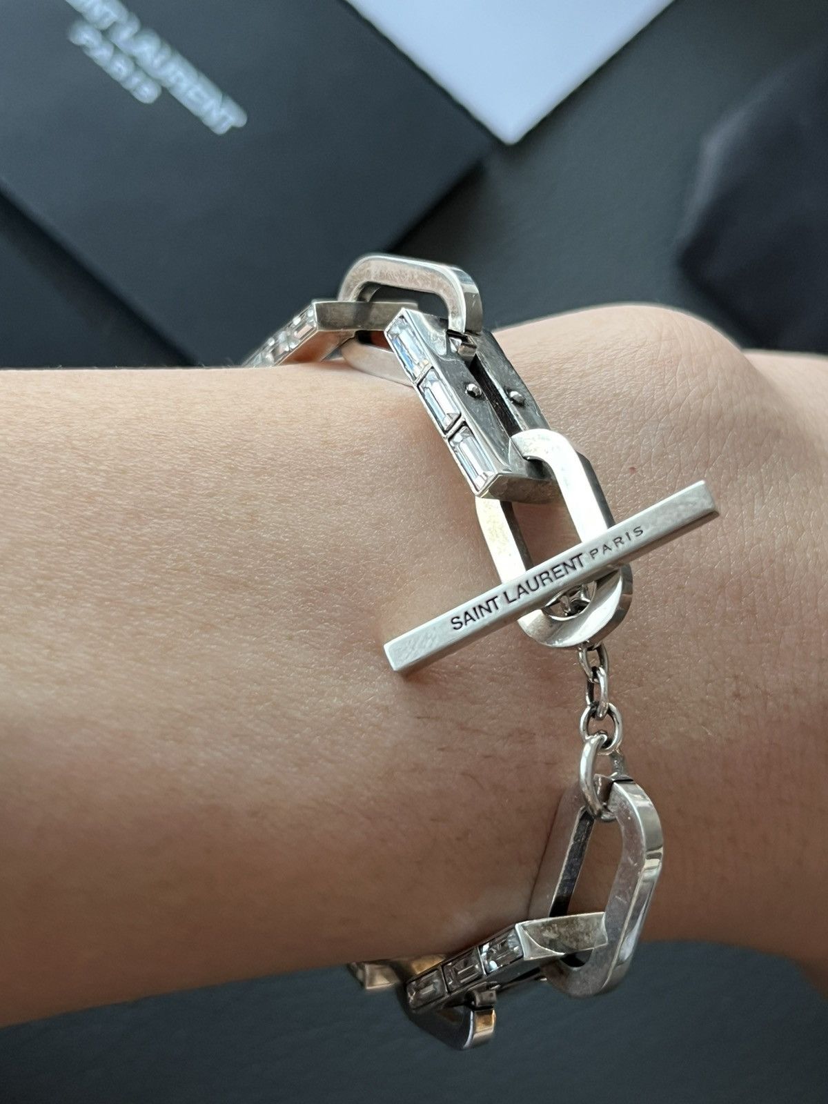 Saint Laurent Paris Saint Laurent Runway Brass Metal Distressed Punk Bracelet Size ONE SIZE - 6 Thumbnail