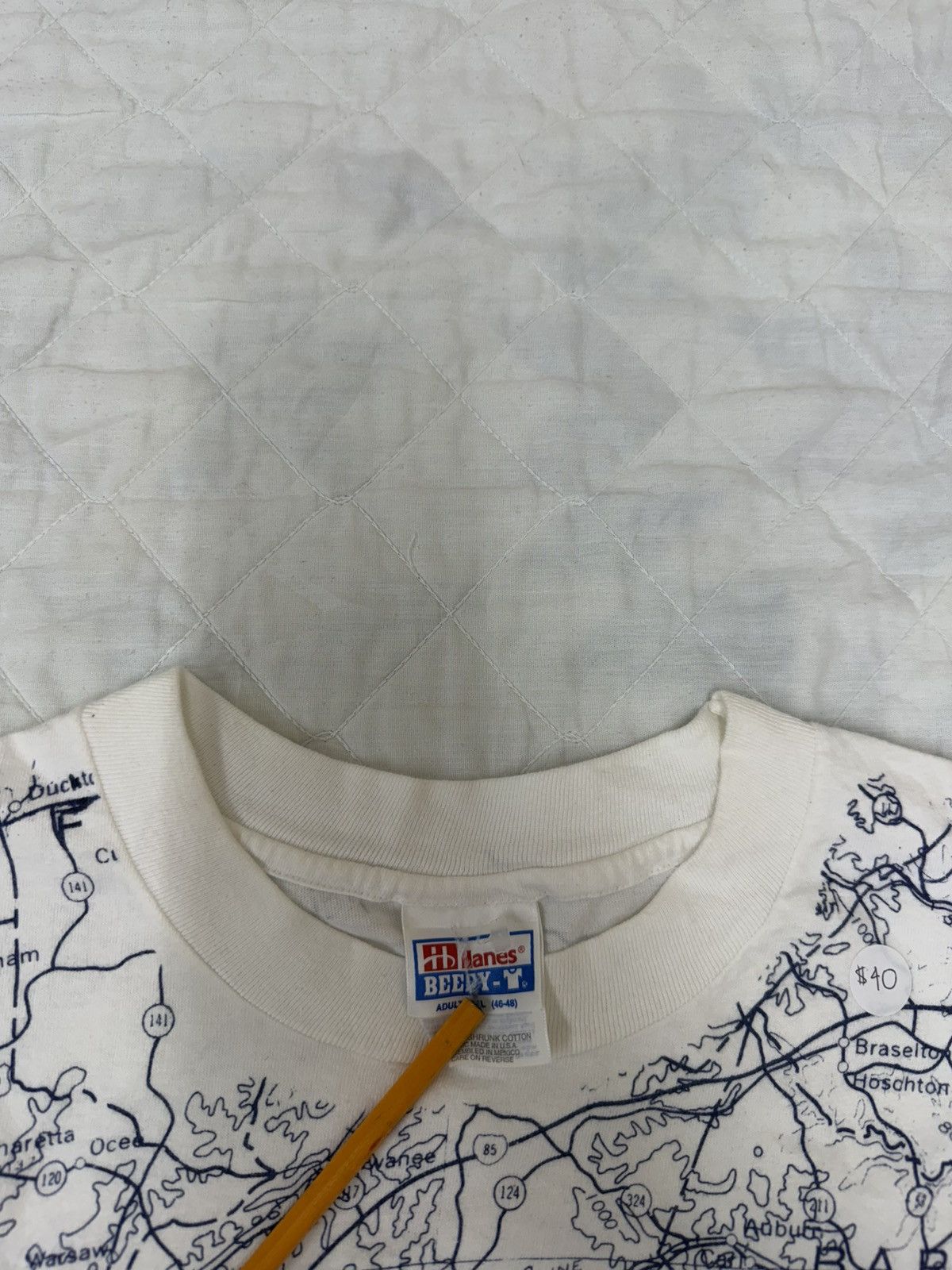 Hanes Vintage 1990s white All-Over- Print t-shirt Map of Georgia Size US XL / EU 56 / 4 - 4 Thumbnail