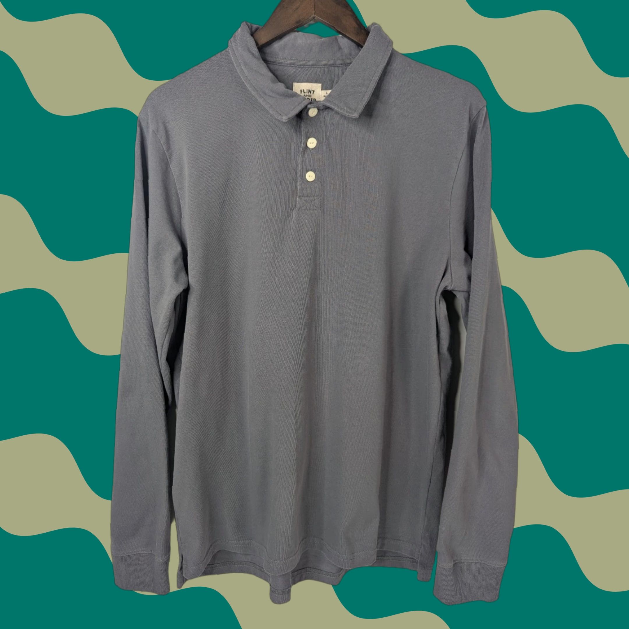 Flint And Tinder Flint and Tinder Polo Shirt Long Sleeve Gray Cotton Size L Mens Regular Collared Spreadful Polo Shirt Gray Lightweight Heavyweight Fall Winter Size US L / EU 52-54 / 3 - 1 Thumbnail
