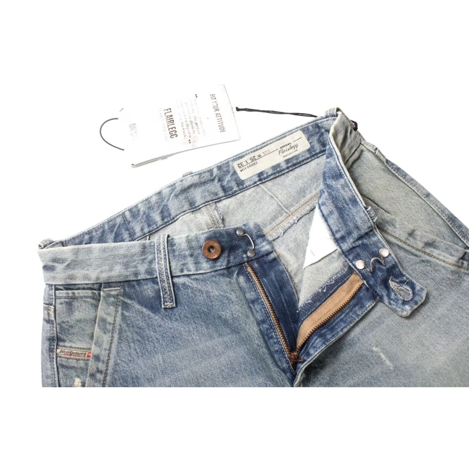 Diesel DIESEL Jeans Women's Flairlegg Regular-Flare 0888Z Blue W25/L32 Whiskers Faded Denim Size 42" / US 20 - 4 Thumbnail