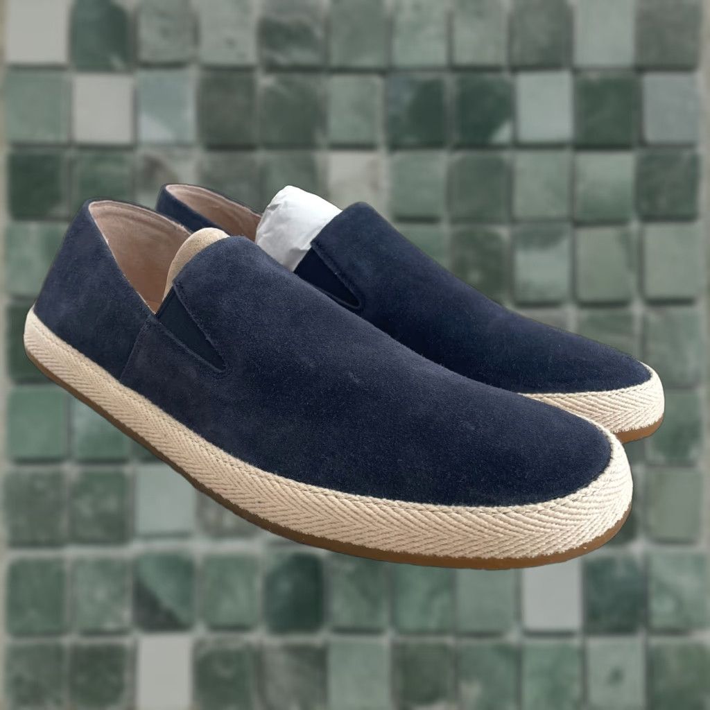 Vince Vince Suede Slip-On Sneaker Men US 12 Coastal Blue Raffia Mid-Sole NEW Size US 11 / EU 44 - 1 Thumbnail