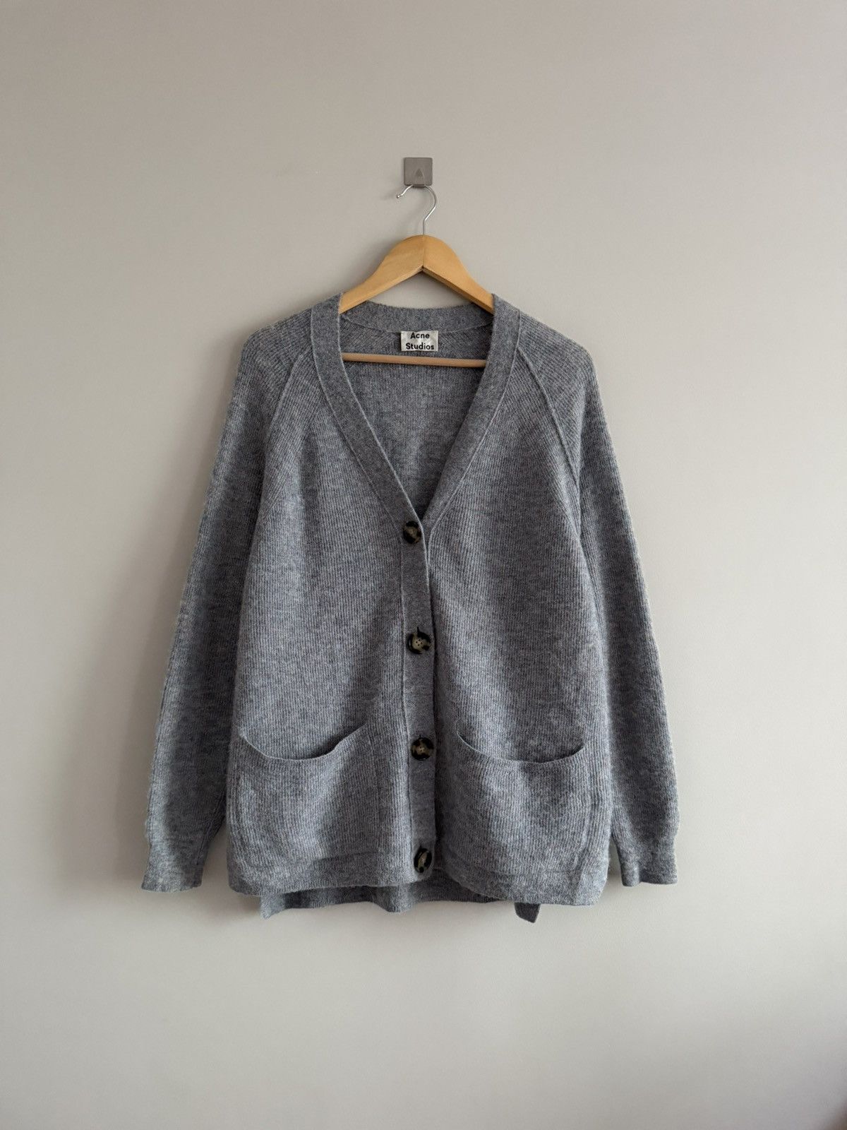 Acne Studios Acne Studios Grey Mohair Blend V-Neck Cardigan Size S / US 4 / IT 40 - 1 Thumbnail
