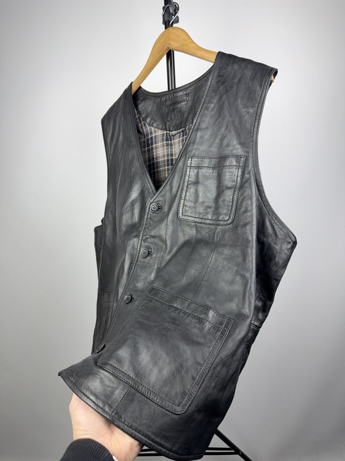 Vintage 90s Retro Biker Racing Opium Western Leather Vest
